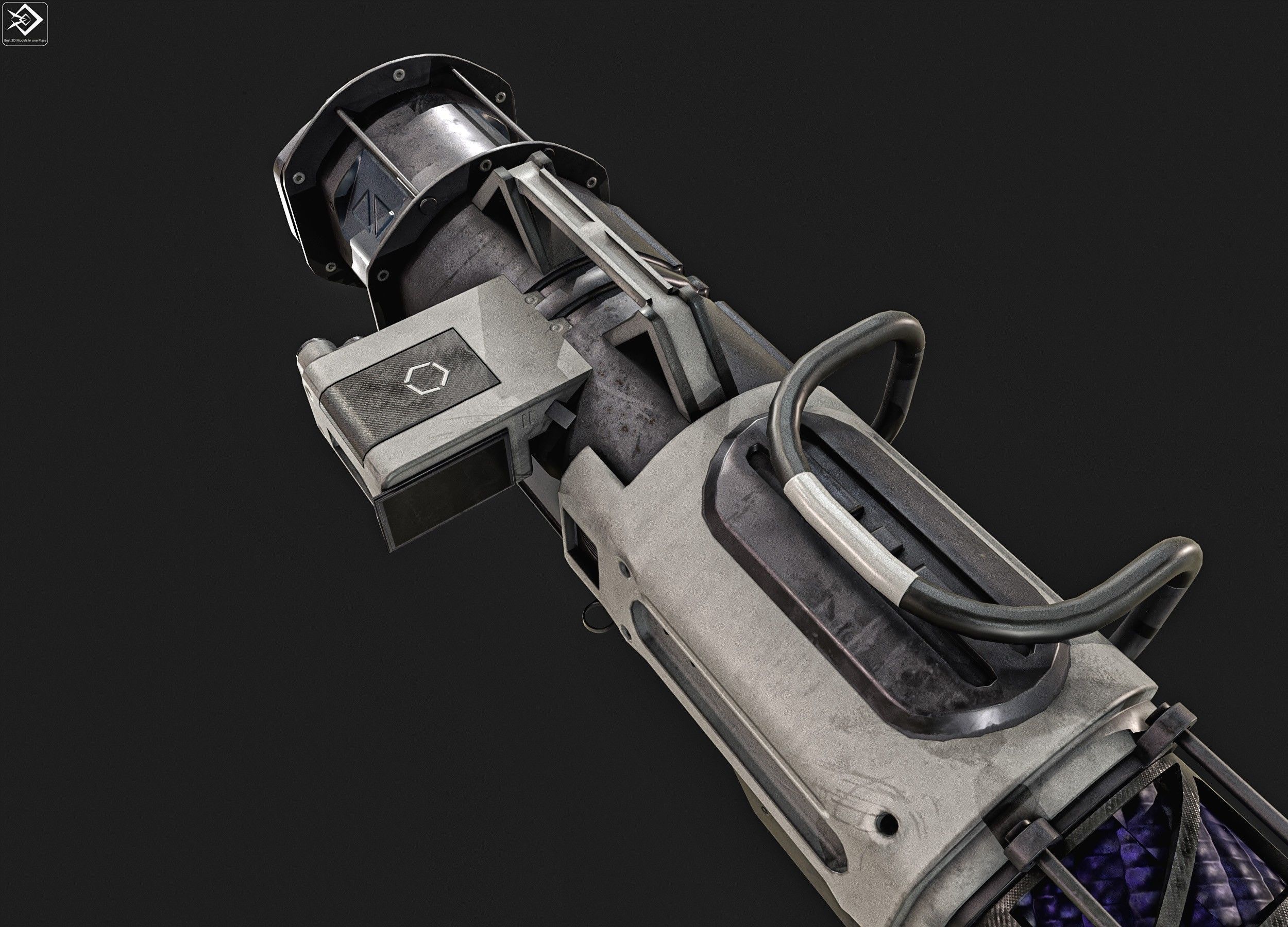 Sci-fi Rocket Launcher Low-poly 3D model_4