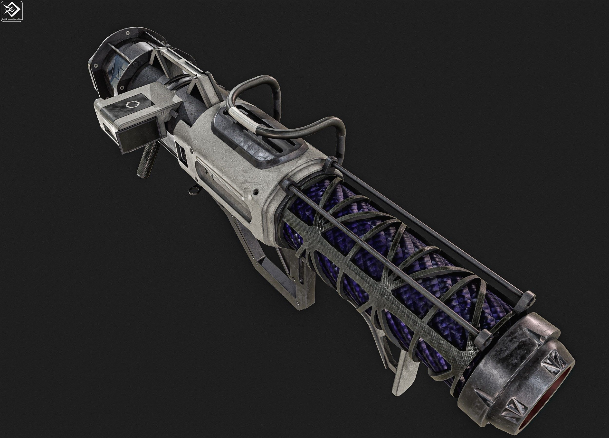 Sci-fi Rocket Launcher Low-poly 3D model_13