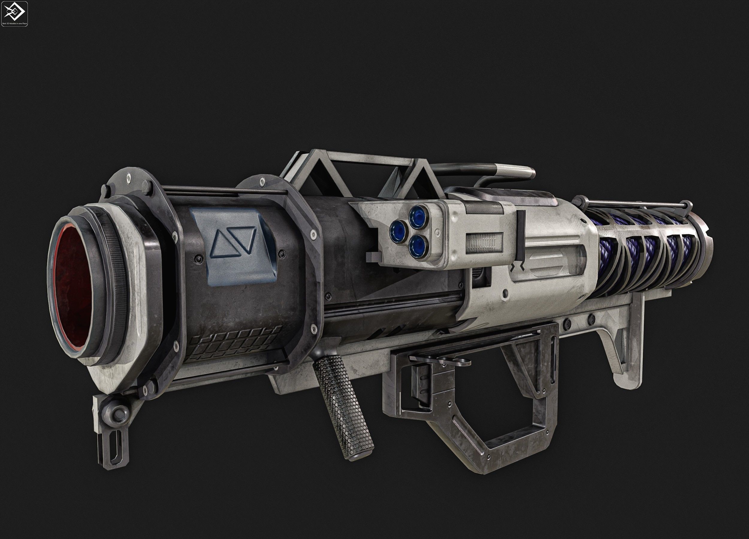 Sci-fi Rocket Launcher Low-poly 3D model_1