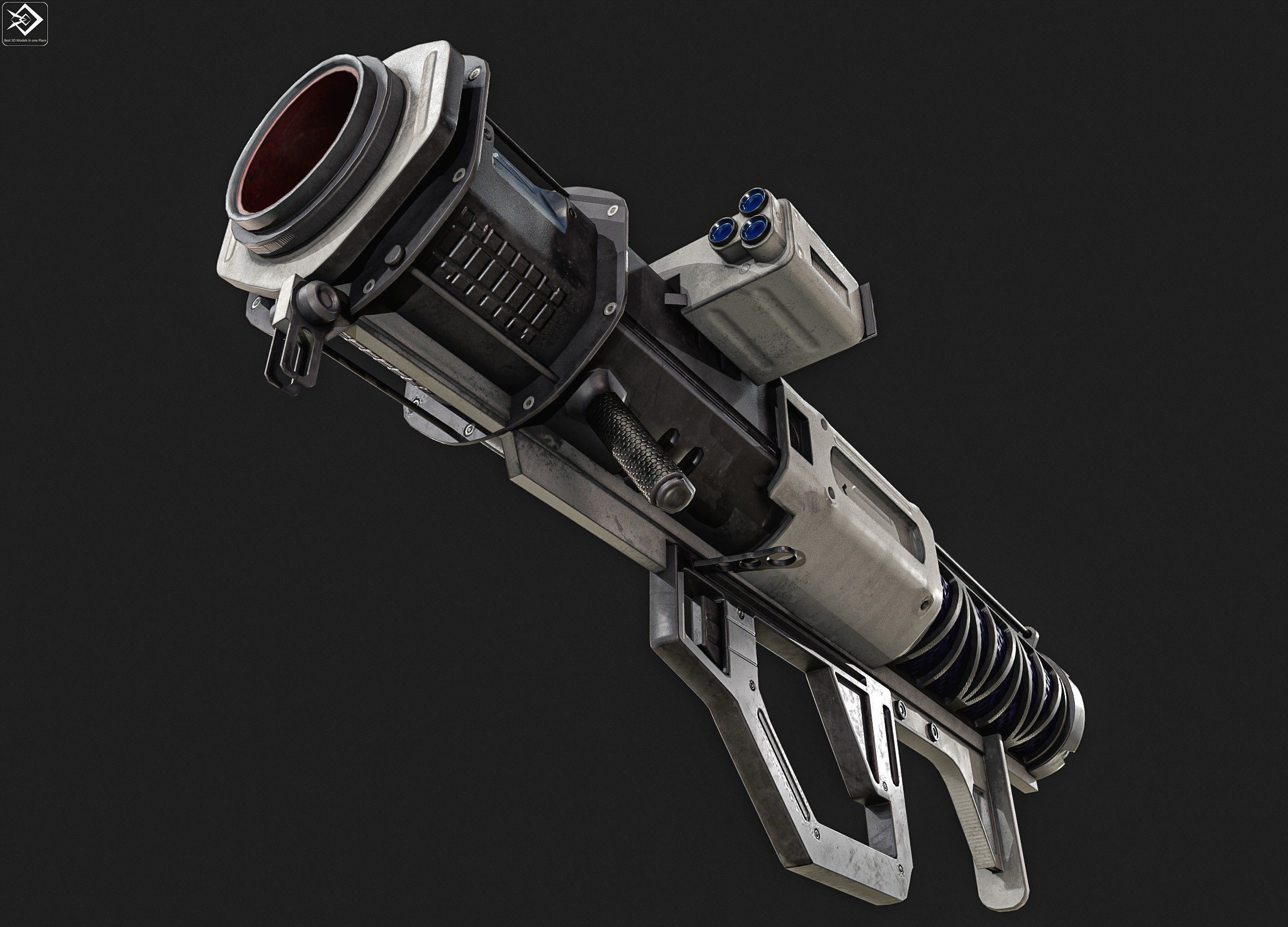 Sci-fi Rocket Launcher Low-poly 3D model_10