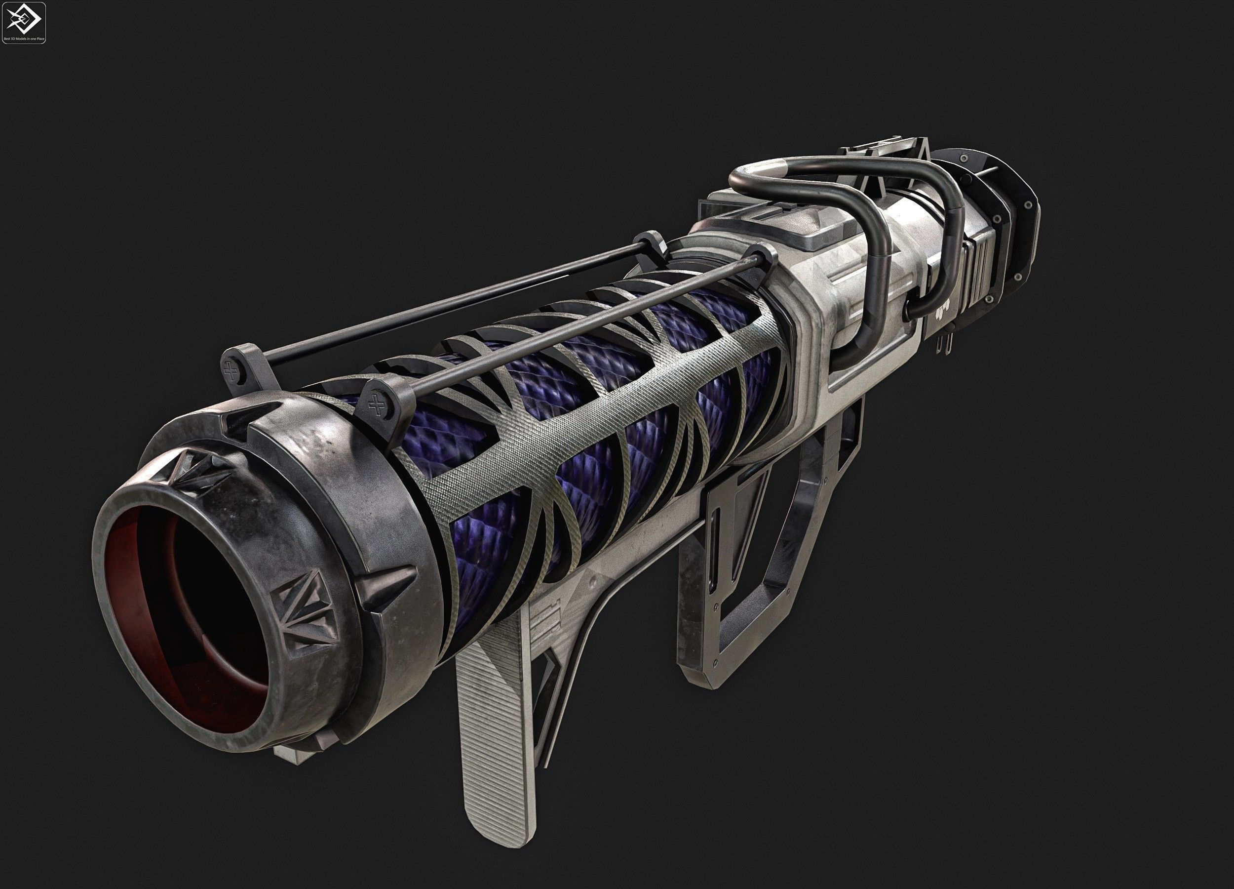 Sci-fi Rocket Launcher Low-poly 3D model_8