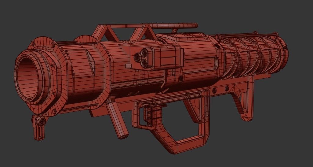 Sci-fi Rocket Launcher Low-poly 3D model_16