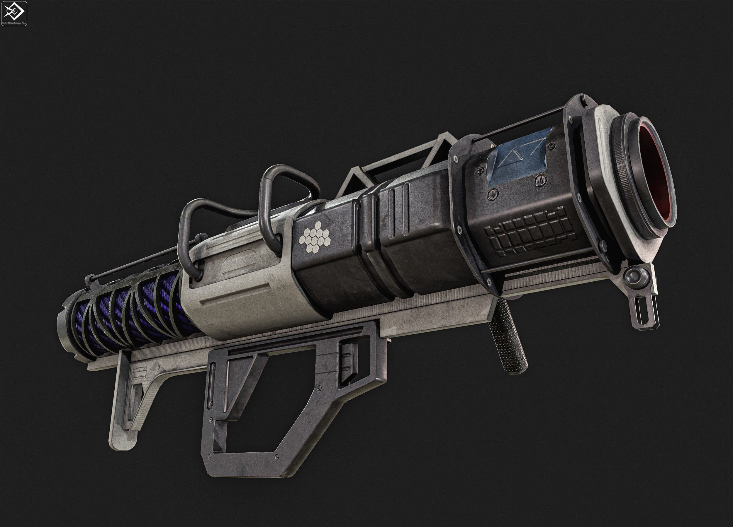 Sci-fi Rocket Launcher Low-poly 3D model_7