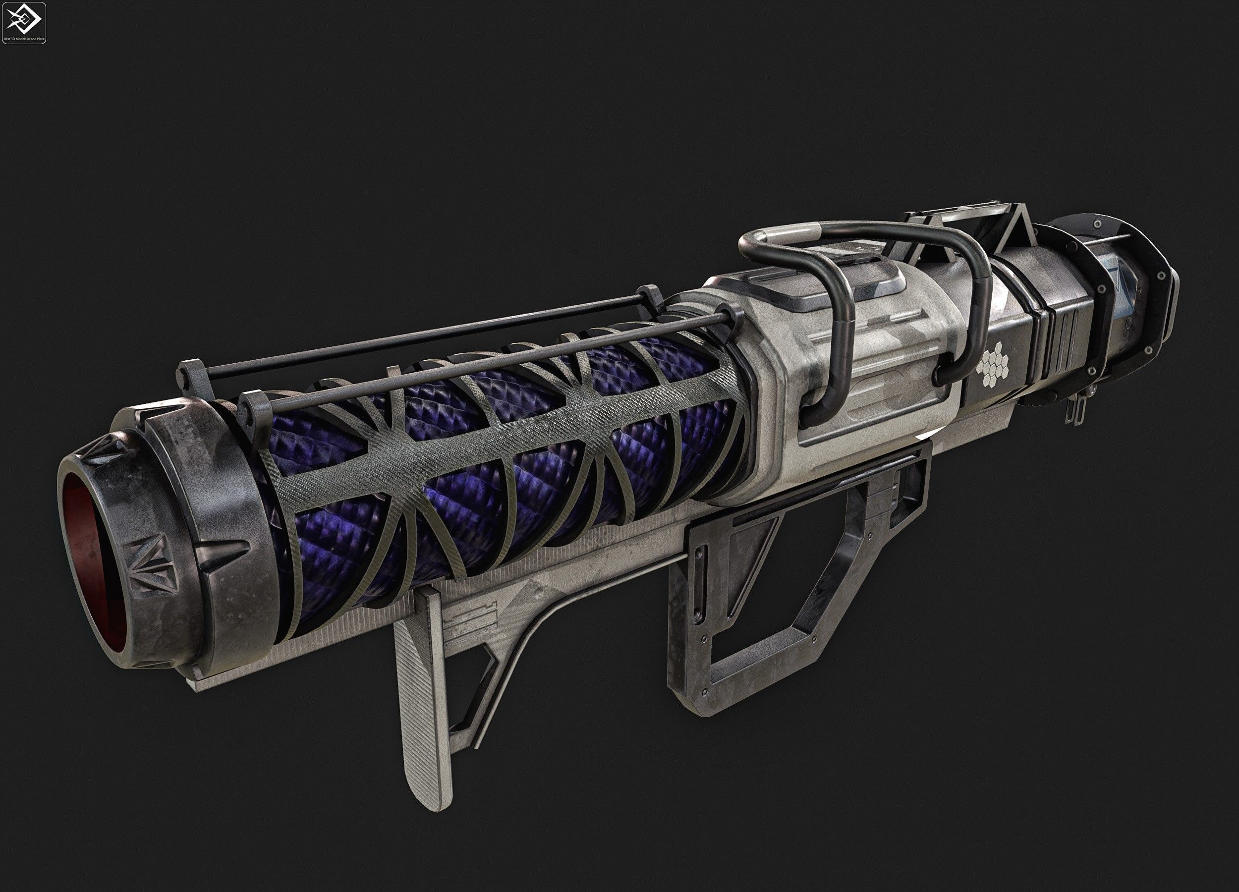 Sci-fi Rocket Launcher Low-poly 3D model_12
