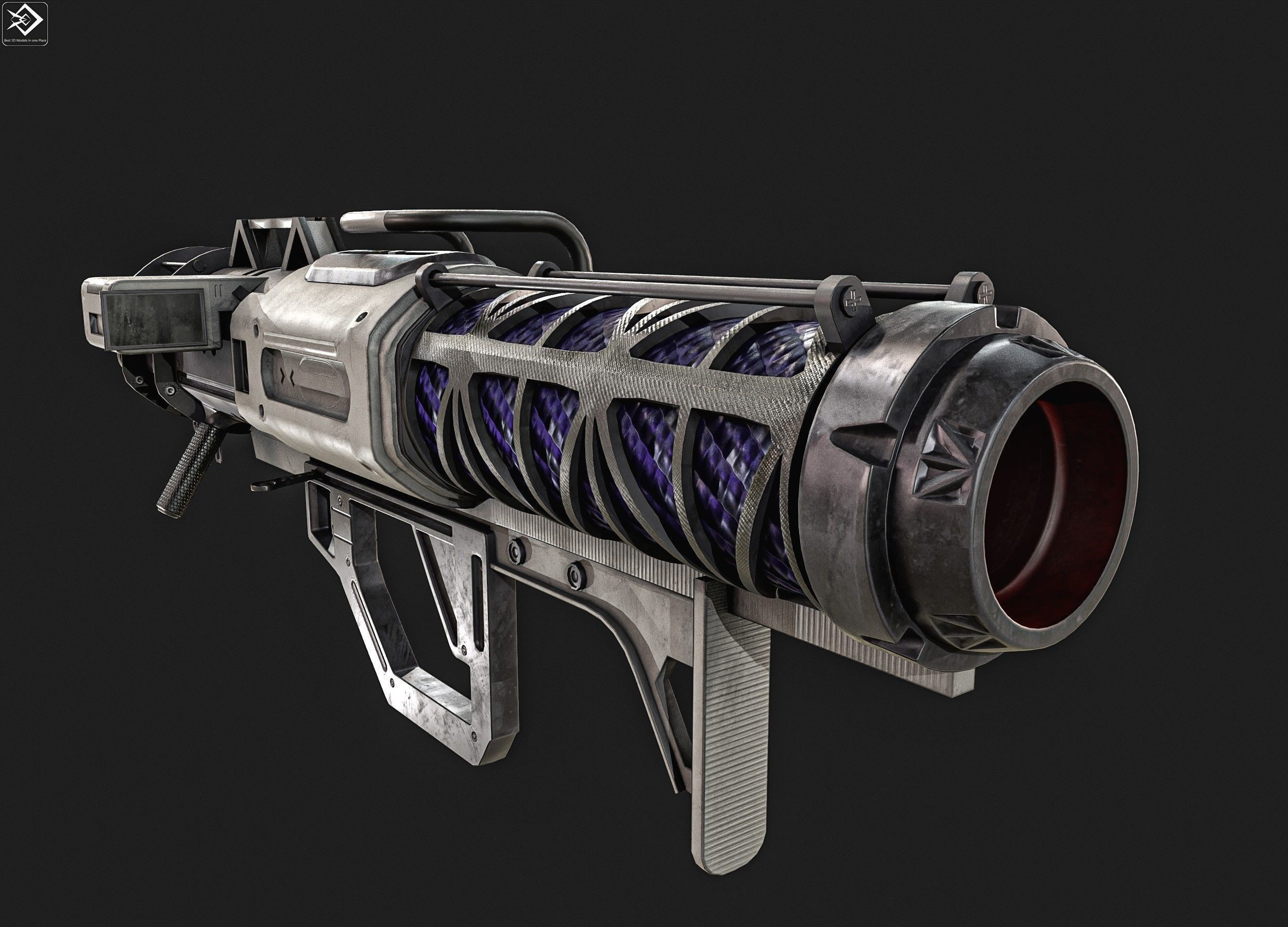 Sci-fi Rocket Launcher Low-poly 3D model_2