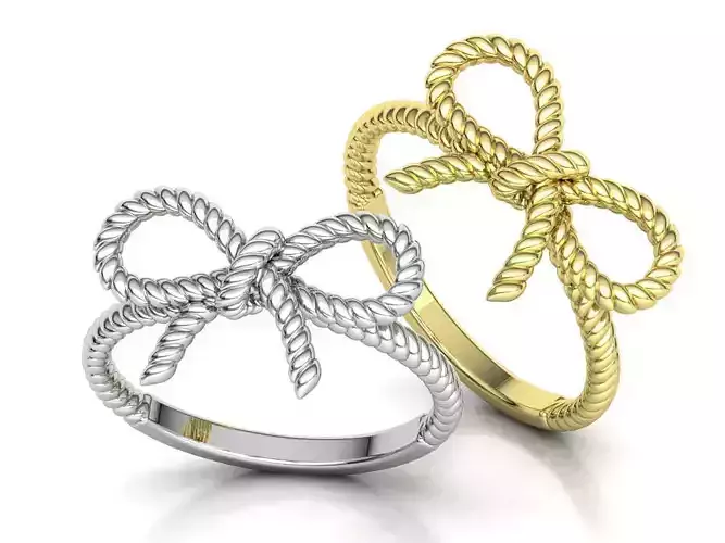 Bow Knot Rope Ring Delicate Women Ring 3dmodel