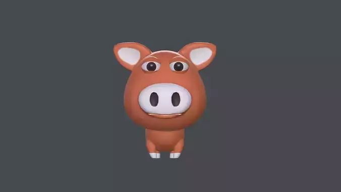 Pig animal cartoon model Low-poly 3D model