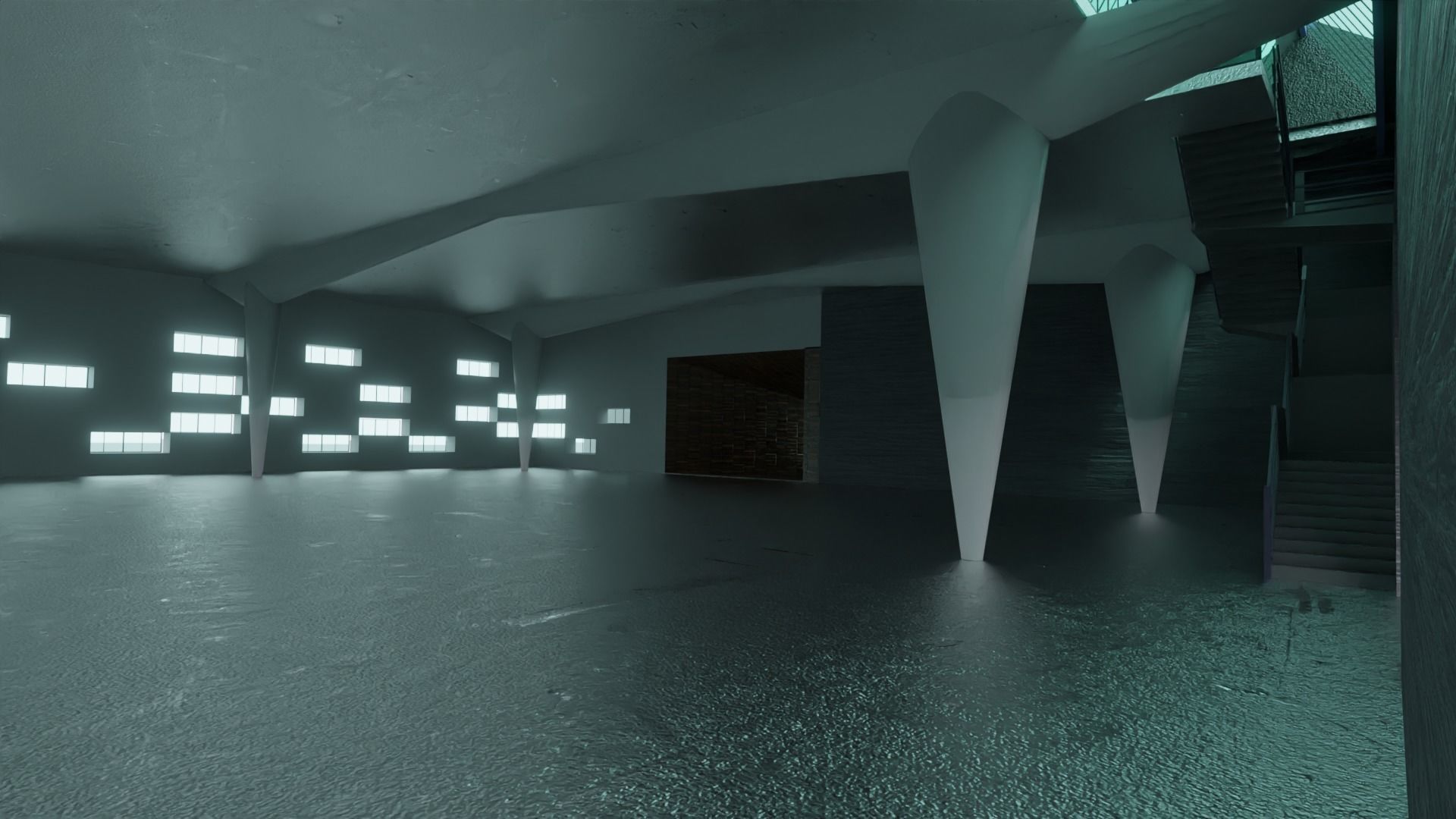 modern warehouse raum H2 - connectable to the old warehouse H1 Low-poly 3D model_7