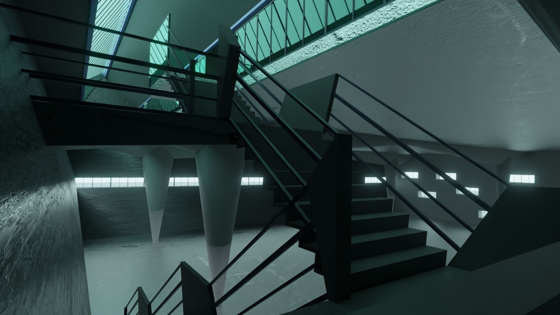 modern warehouse raum H2 - connectable to the old warehouse H1 Low-poly 3D model_8