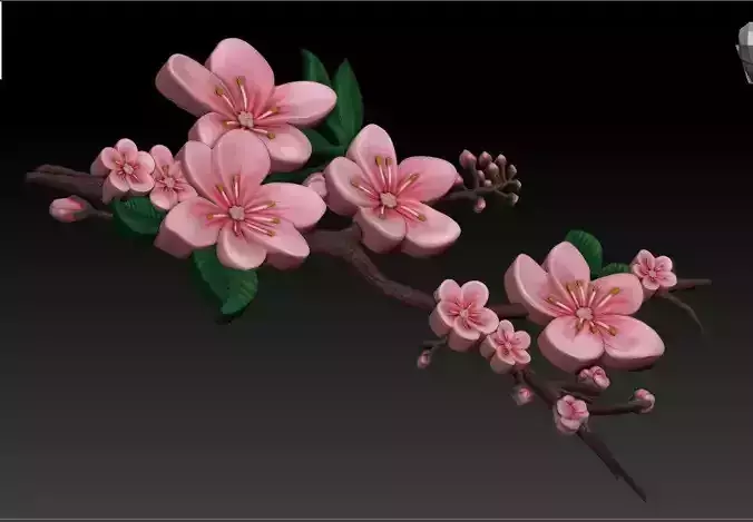 sakura branch of cherry blossoms 3D print model