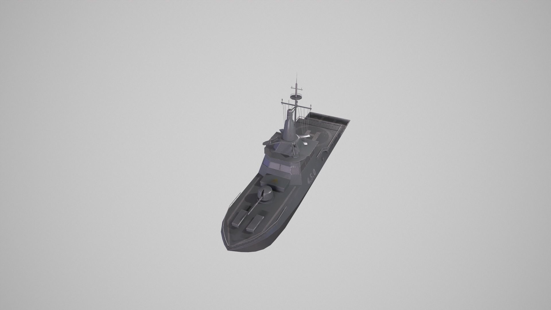 MILITARY ROCKET BOAT with PBR Material Low poly Game ready Low-poly 3D model_11