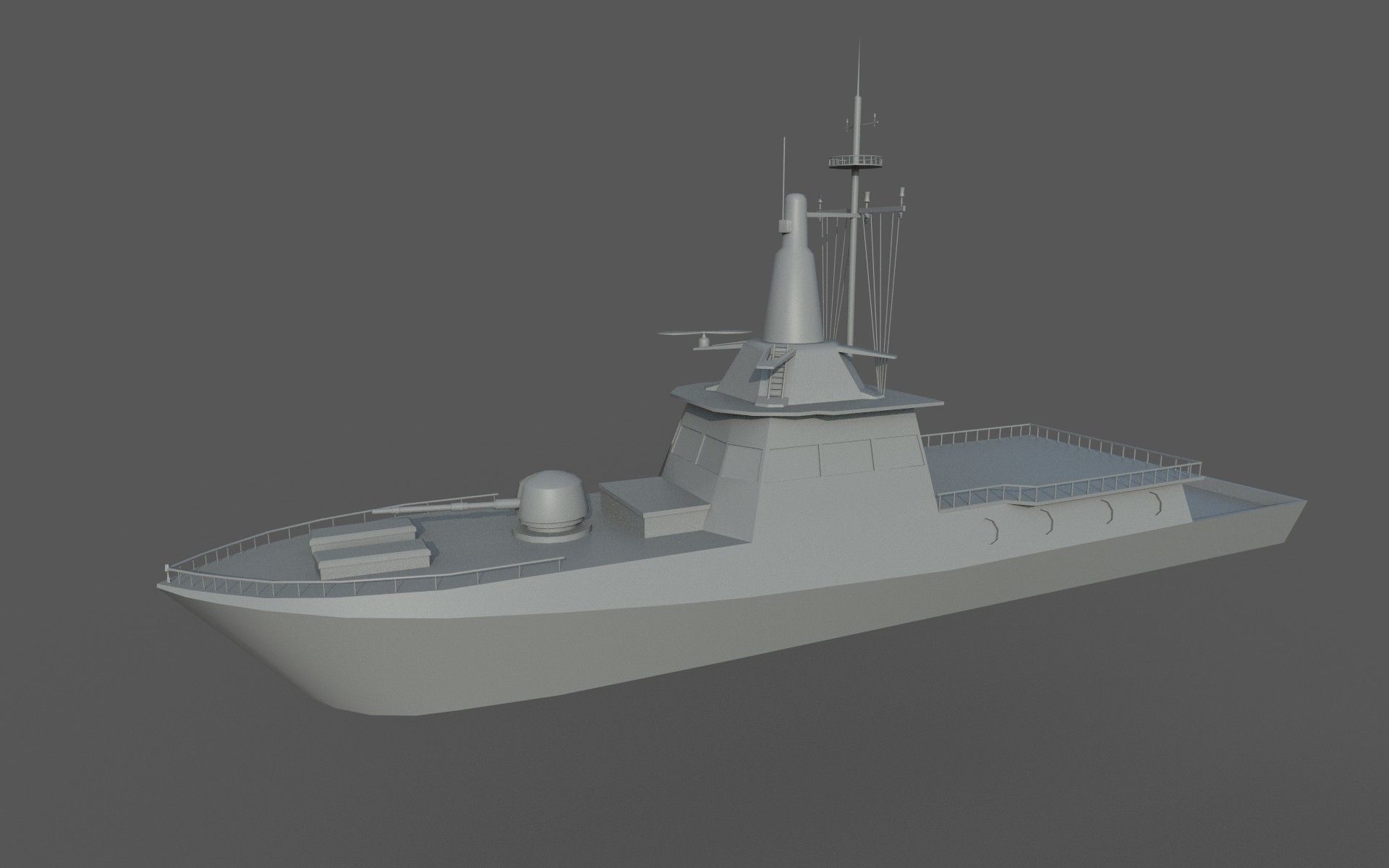 MILITARY ROCKET BOAT with PBR Material Low poly Game ready Low-poly 3D model_16
