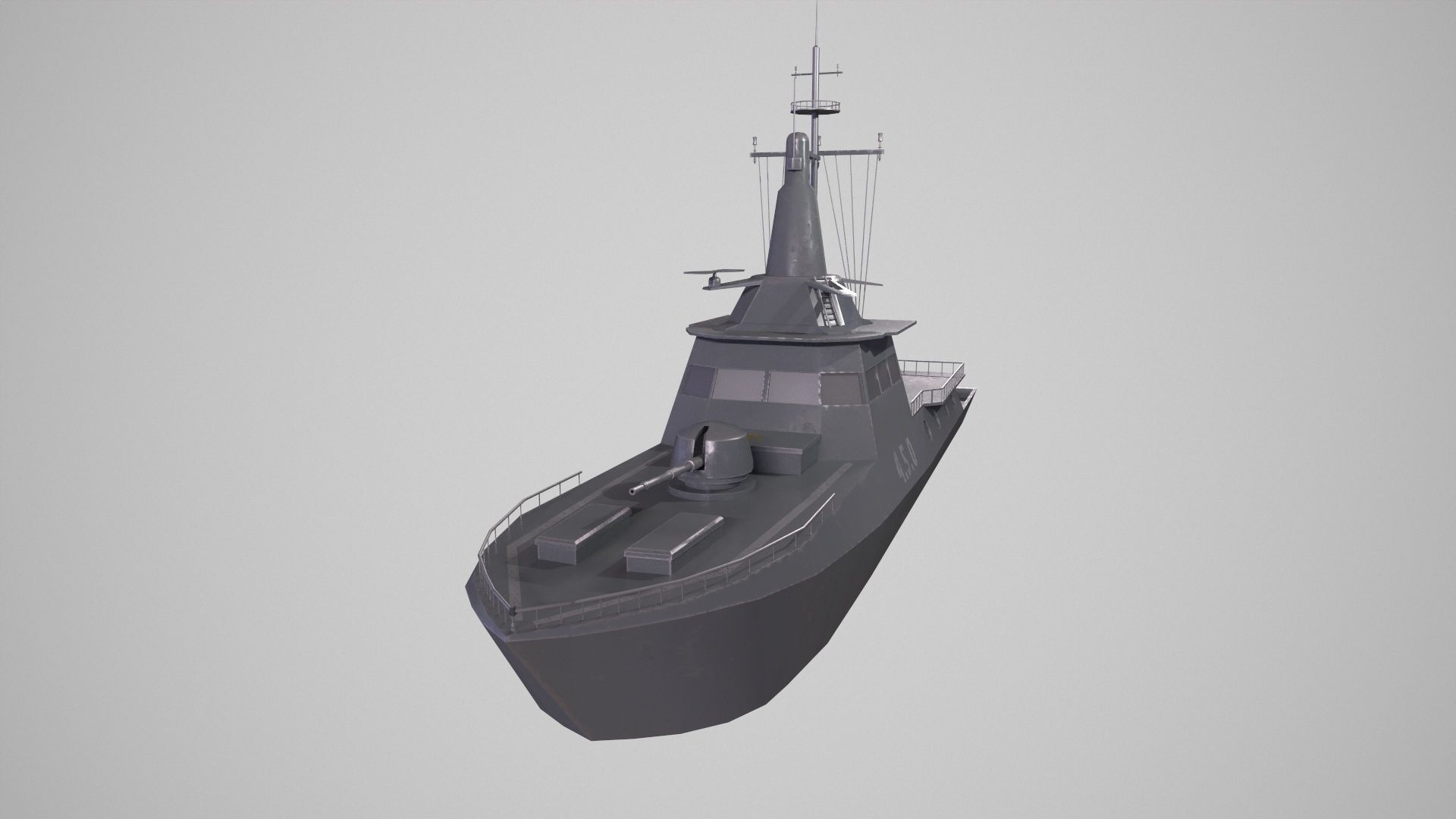 MILITARY ROCKET BOAT with PBR Material Low poly Game ready Low-poly 3D model_9