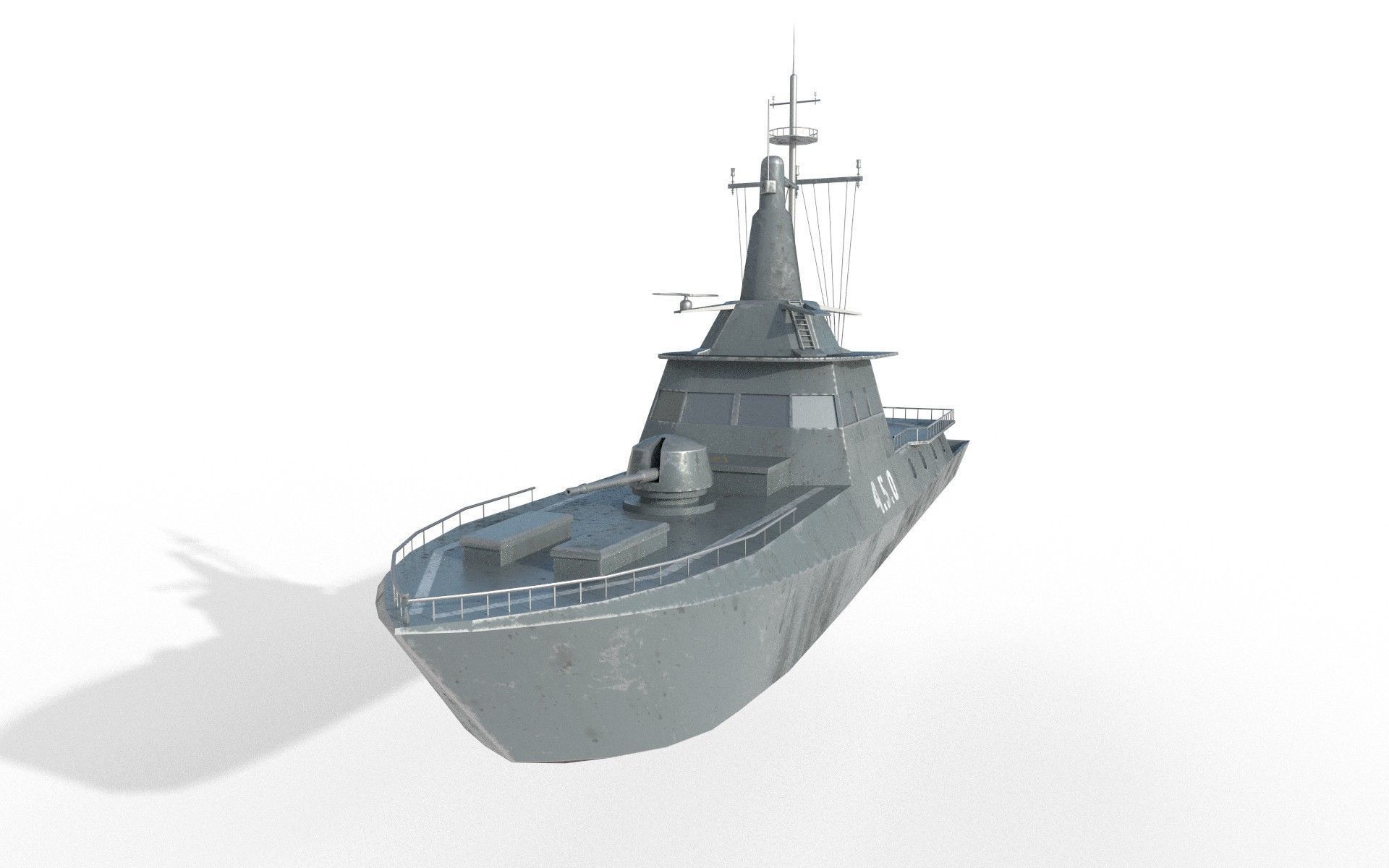 MILITARY ROCKET BOAT with PBR Material Low poly Game ready Low-poly 3D model_3