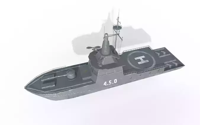  MILITARY ROCKET BOAT with PBR Material  Low poly Game ready Low-poly 3D model