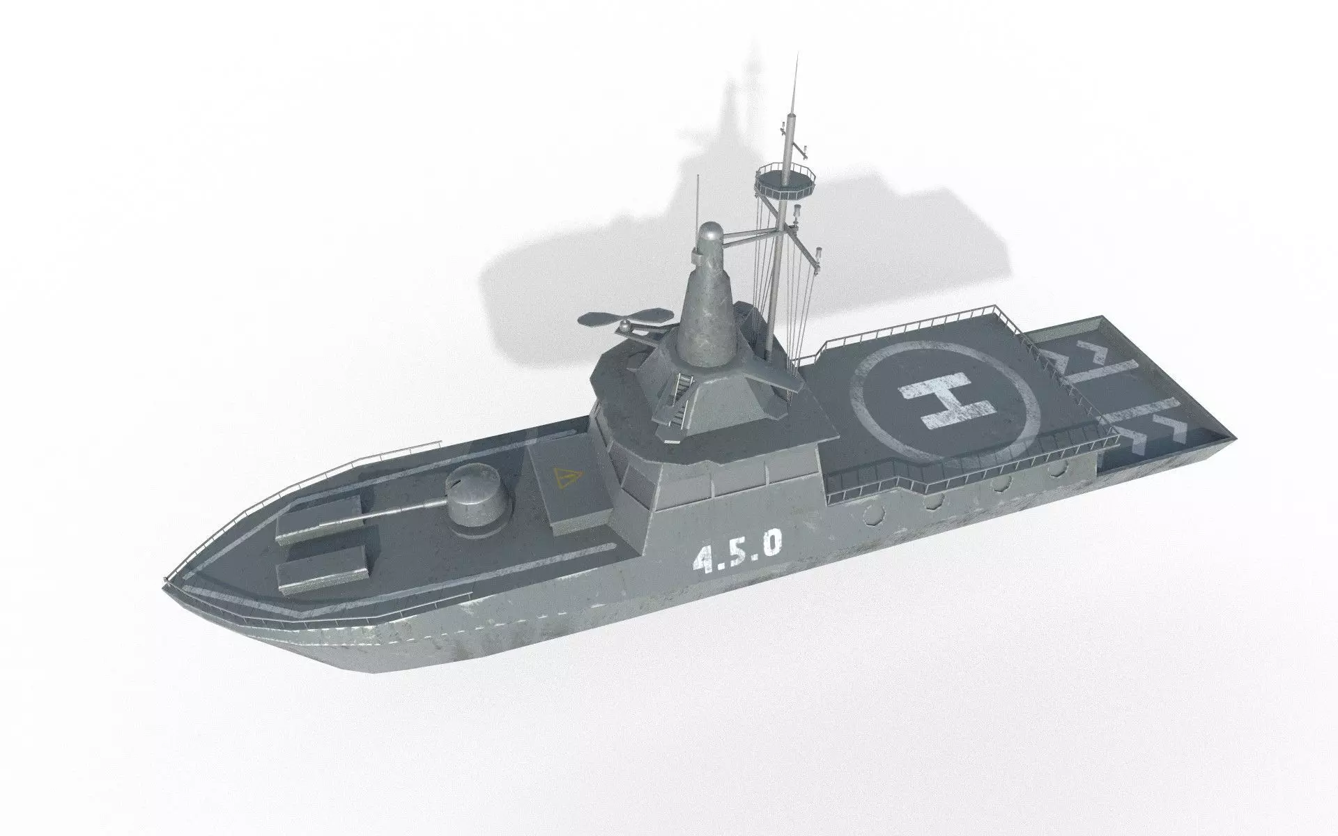 MILITARY ROCKET BOAT with PBR Material Low poly Game ready Low-poly 3D model_0