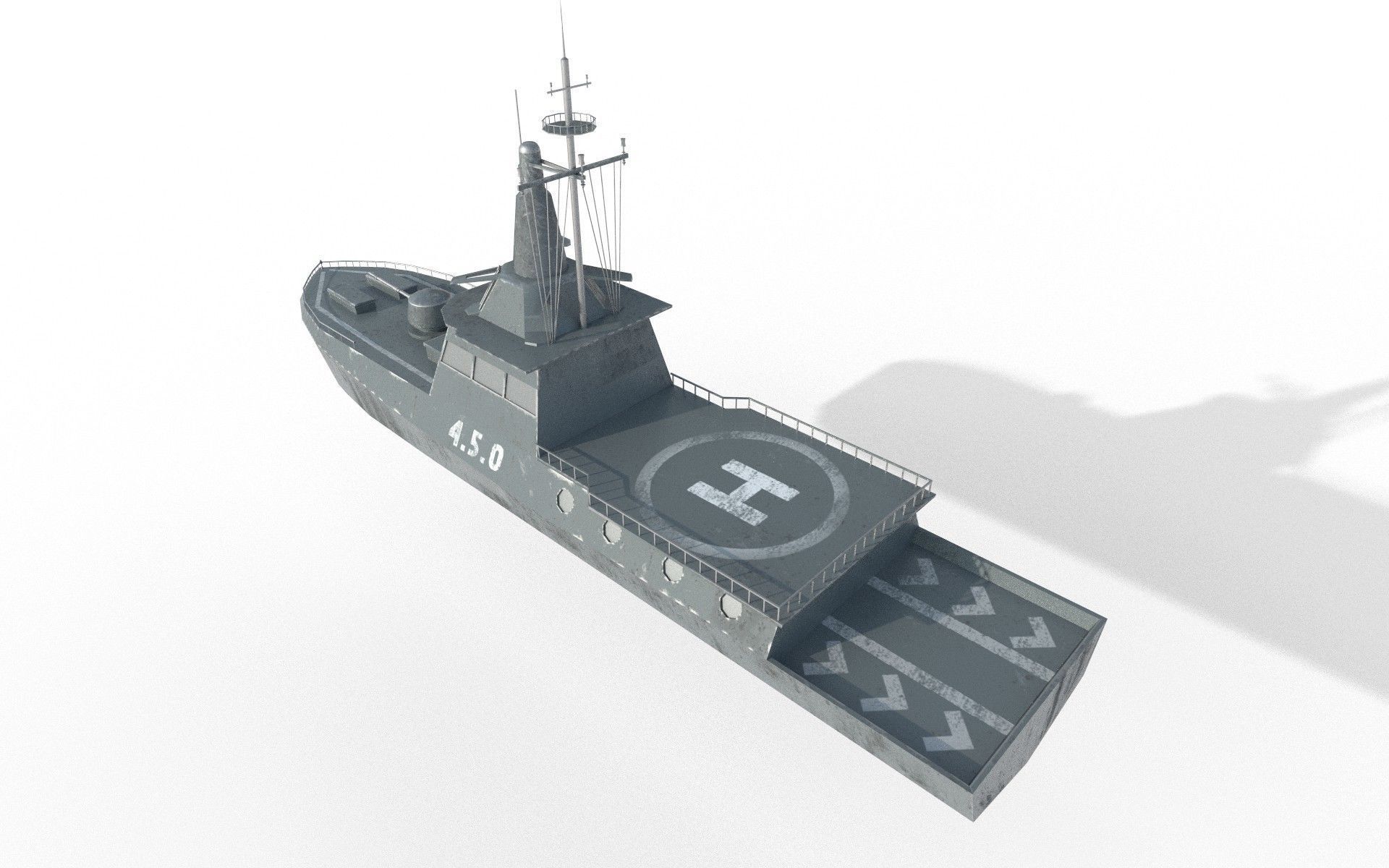 MILITARY ROCKET BOAT with PBR Material Low poly Game ready Low-poly 3D model_5