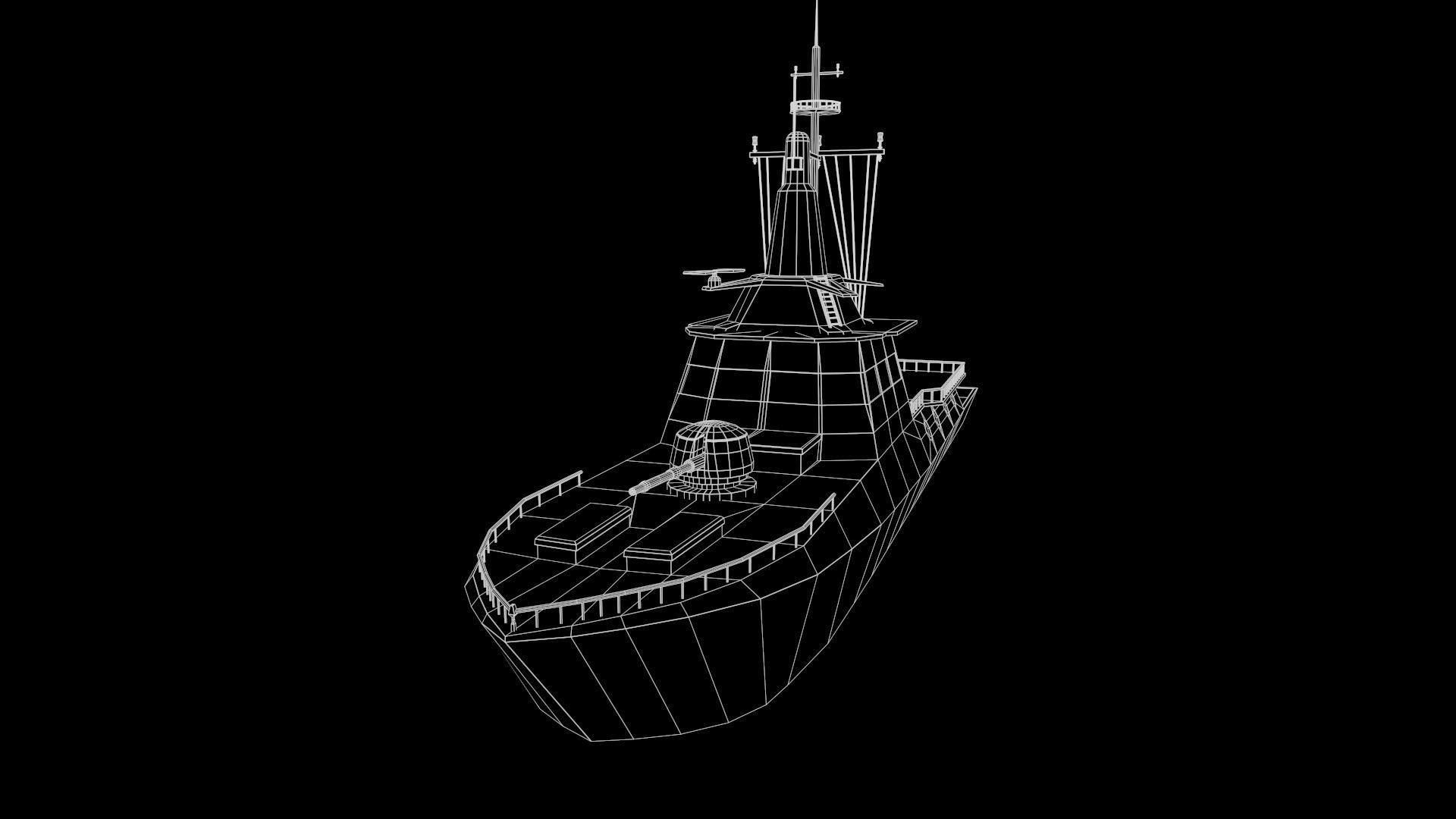 MILITARY ROCKET BOAT with PBR Material Low poly Game ready Low-poly 3D model_10