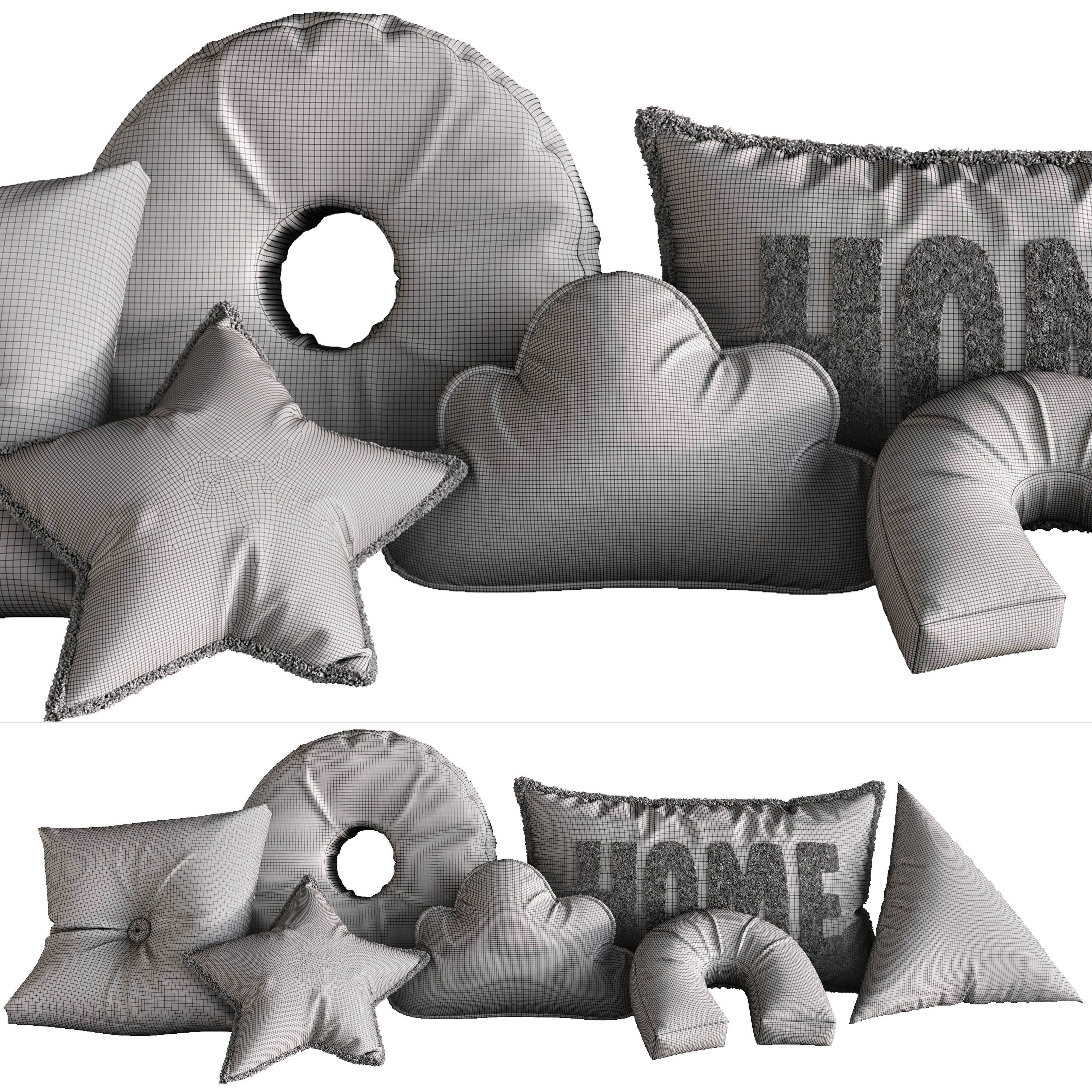 Pillows Collection morning beautiful pillow set 3D model_5