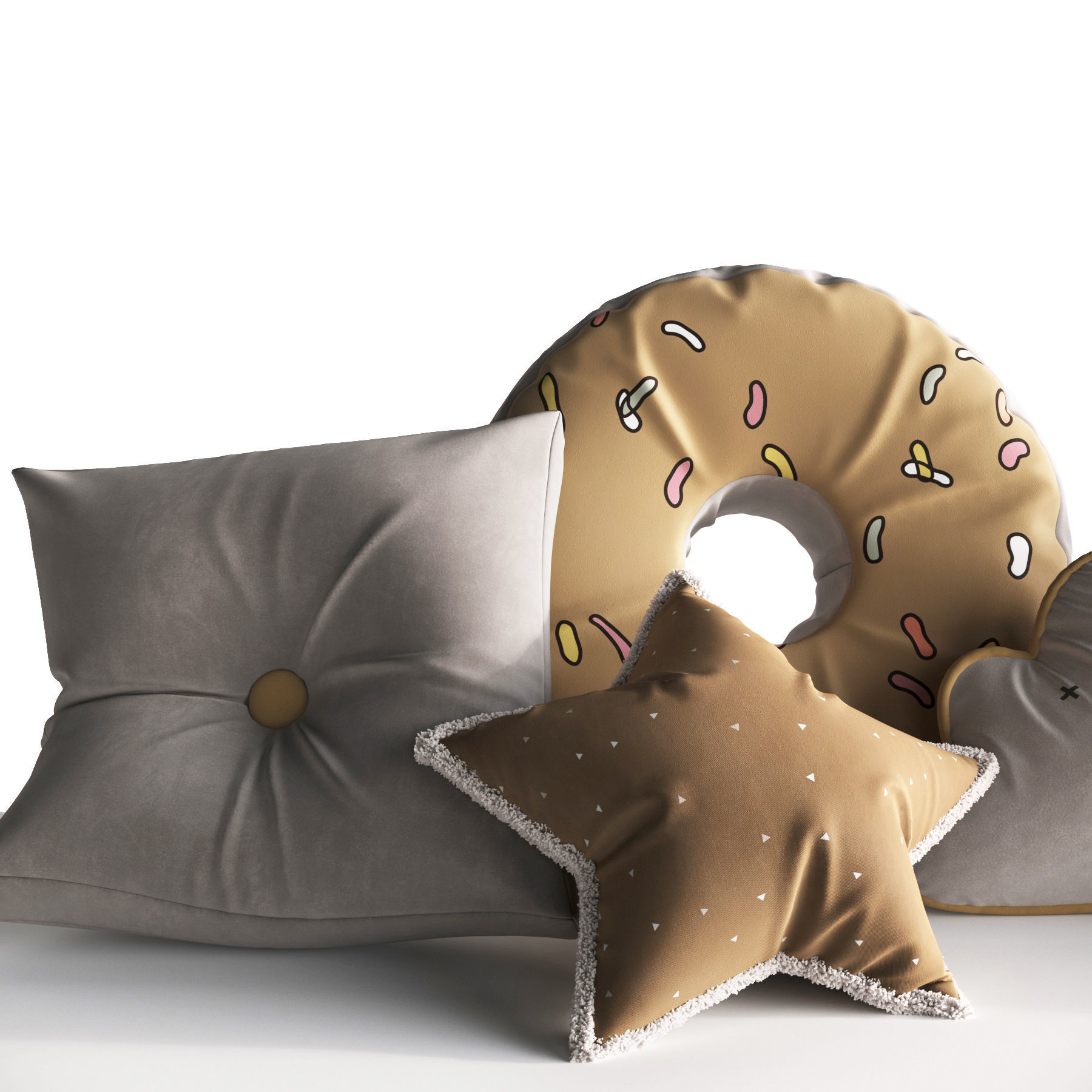Pillows Collection morning beautiful pillow set 3D model_4