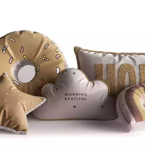 Pillows Collection morning beautiful pillow set 3D model