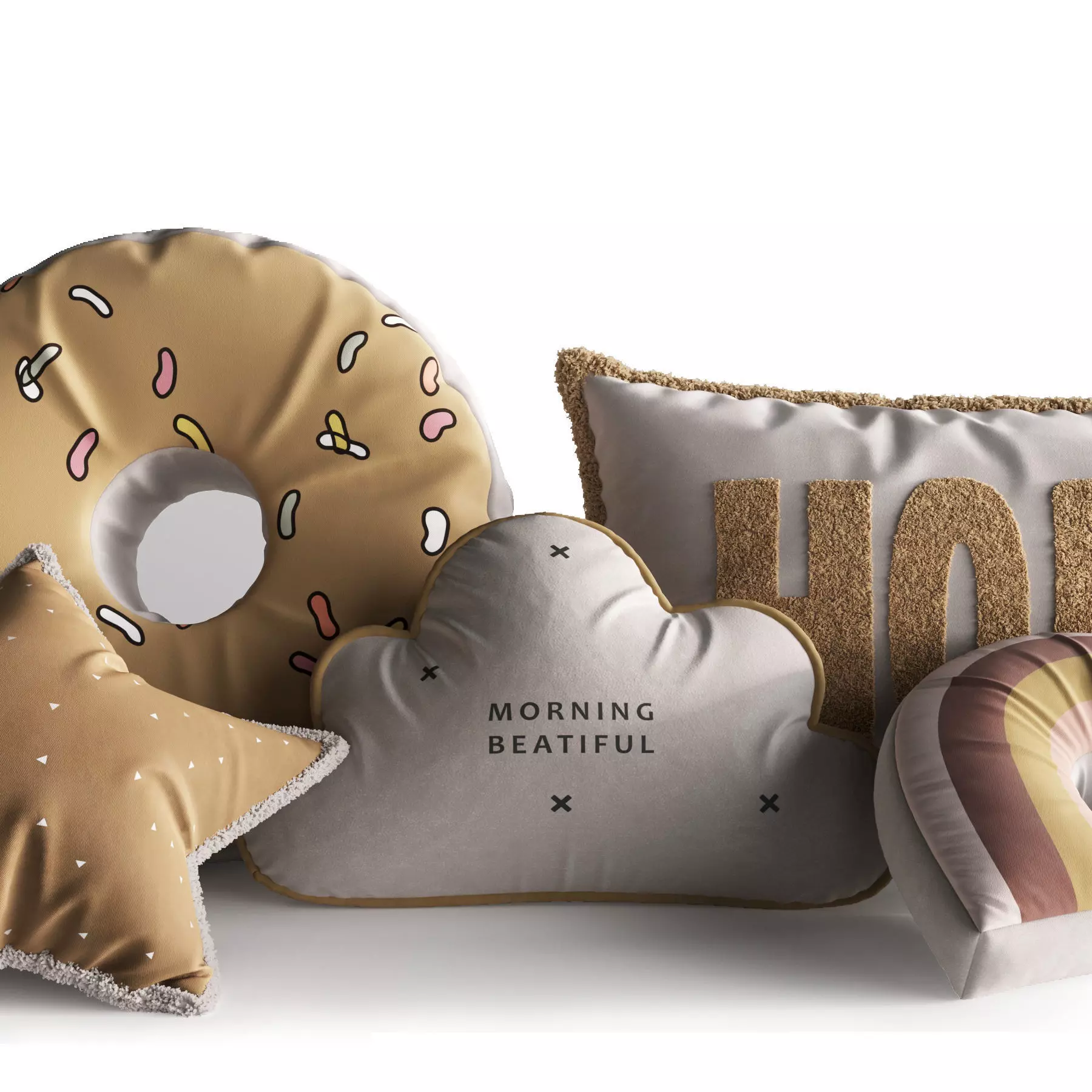 Pillows Collection morning beautiful pillow set 3D model_0