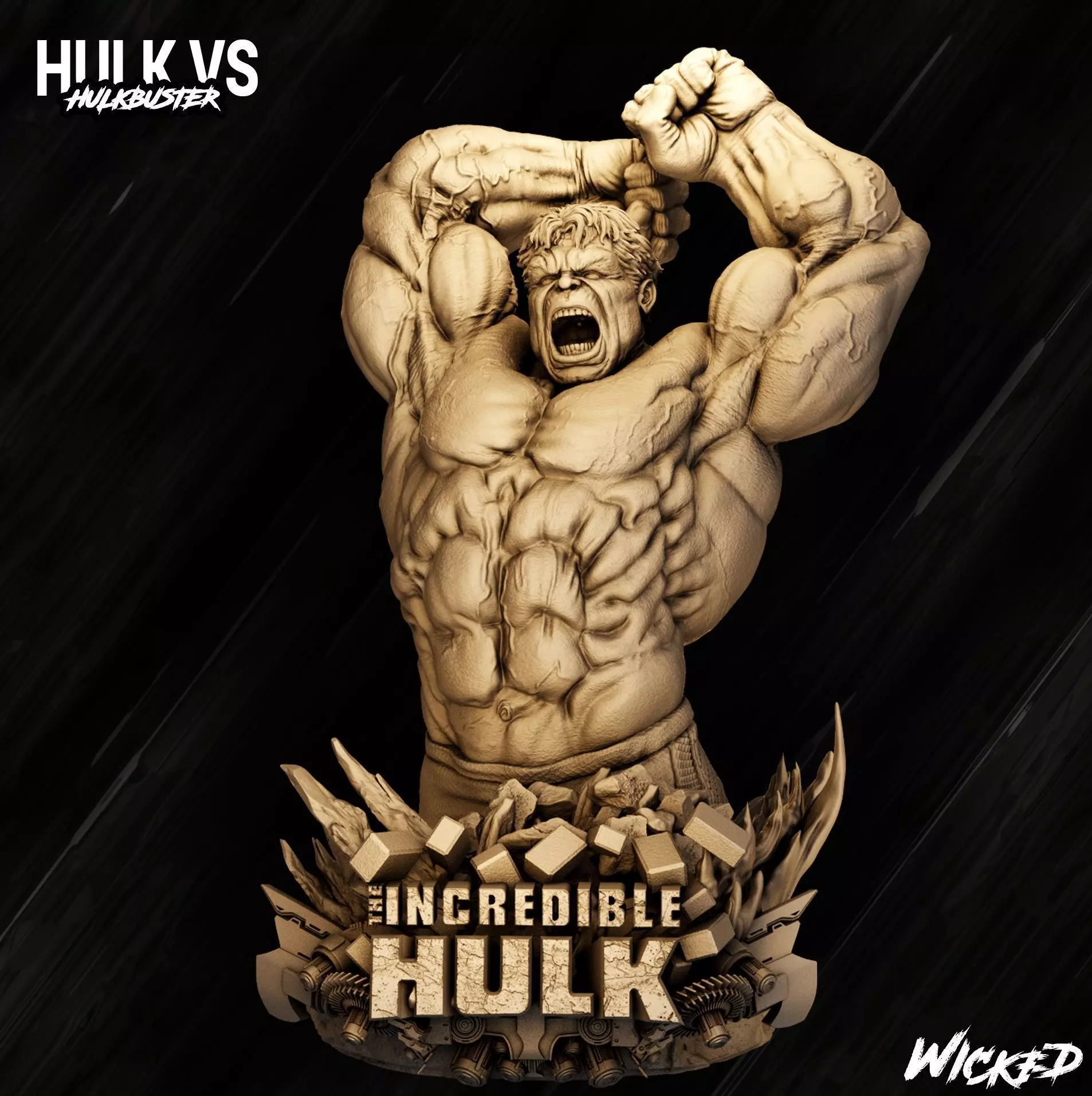 Wicked Marvel Hulk Age of Ultron Bust 3D print model 3D print model_0