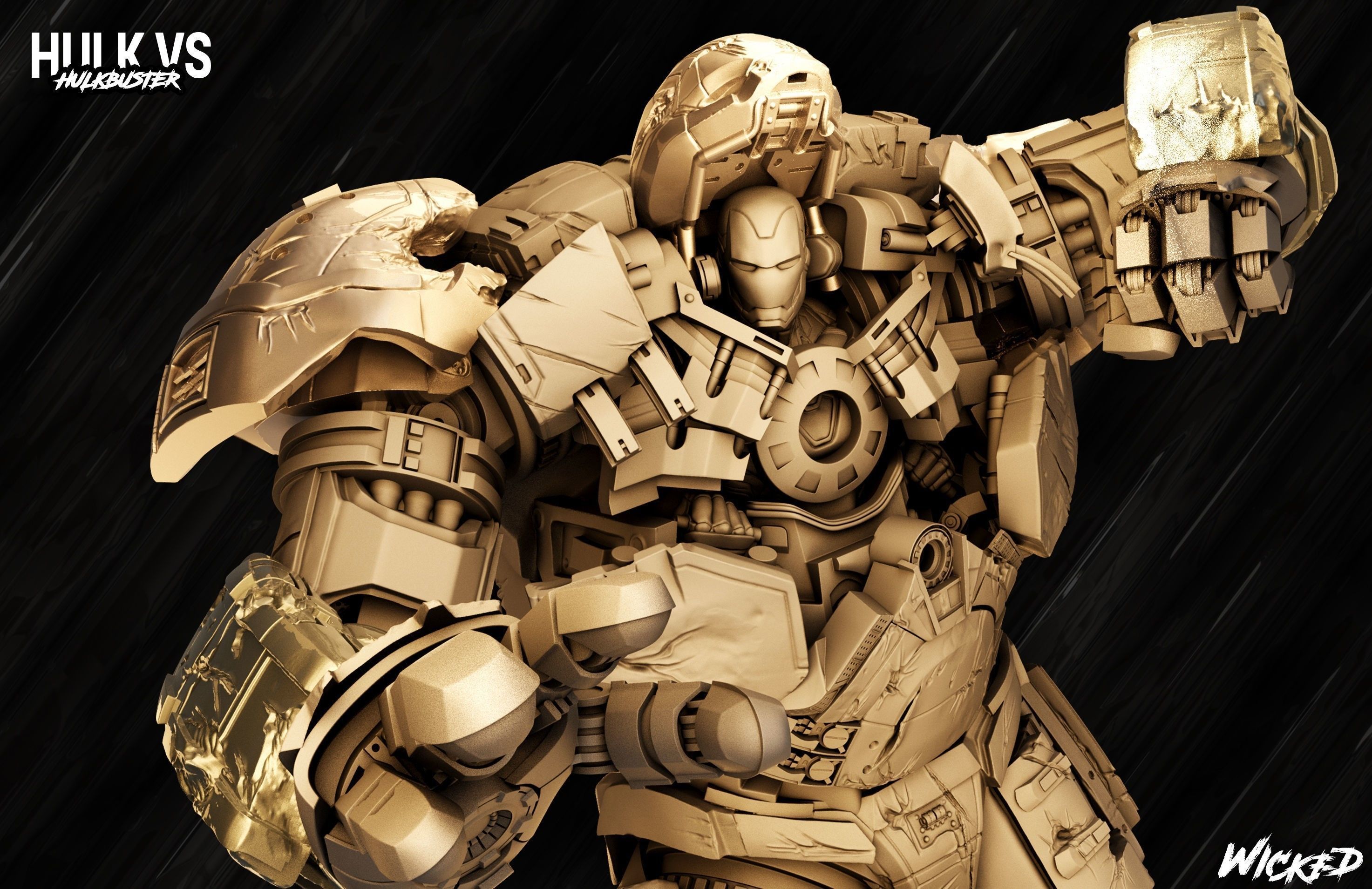 Wicked Marvel Hulkbuster Age of Ultron Bust 3D print model 3D model 3D