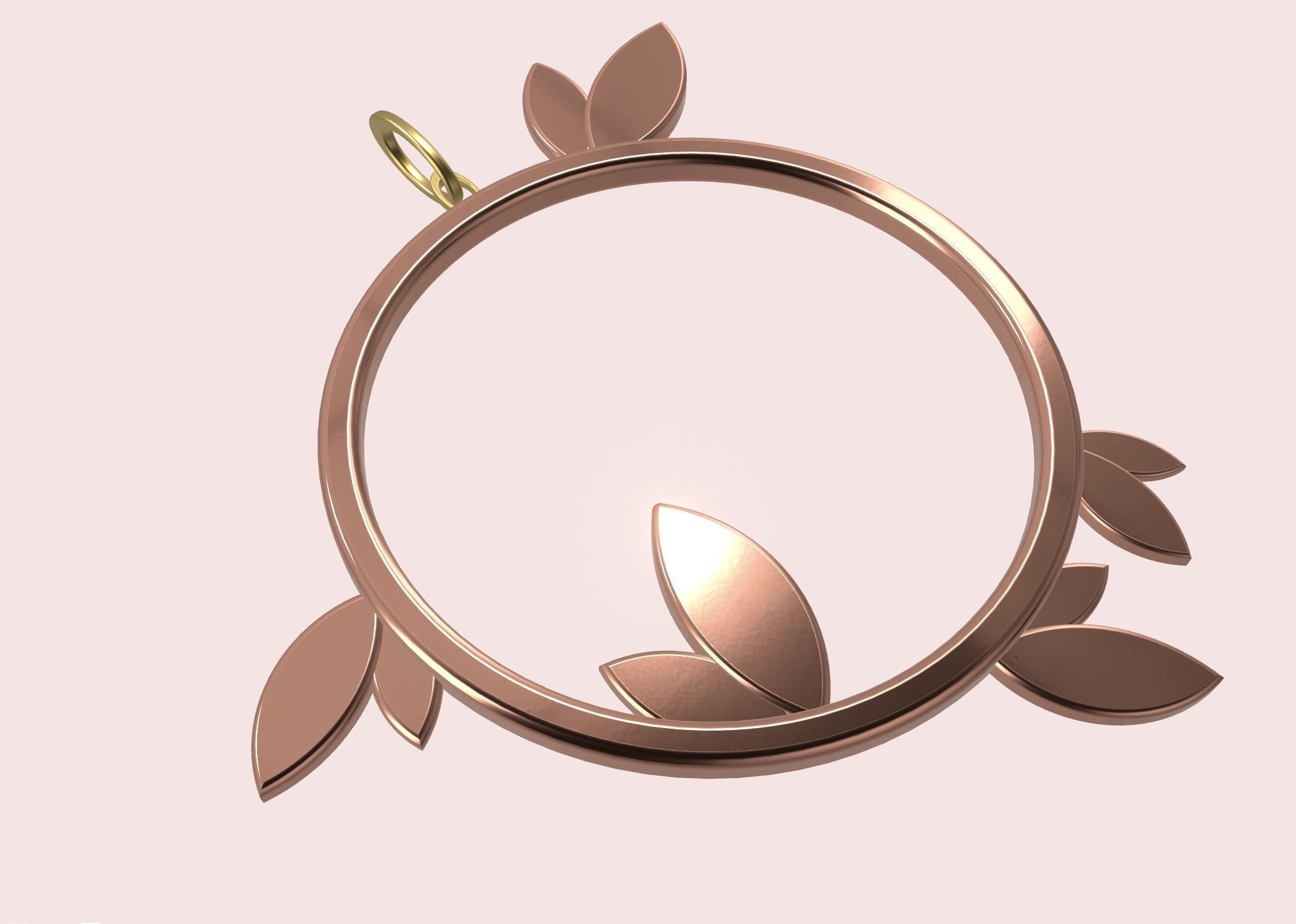 Round leaf pendant stl 3D print model_5