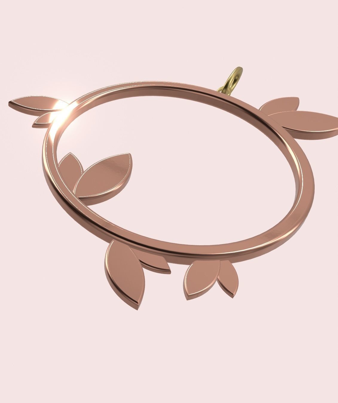 Round leaf pendant stl 3D print model_1