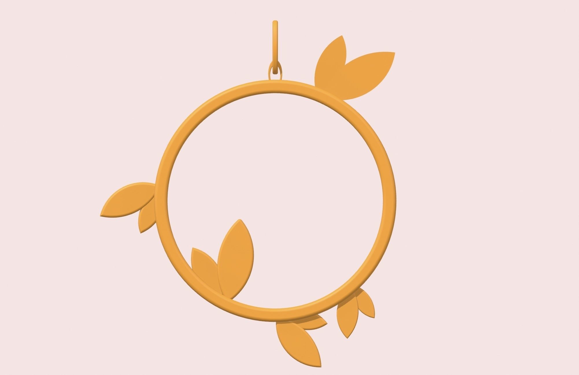 Round leaf pendant stl 3D print model_9