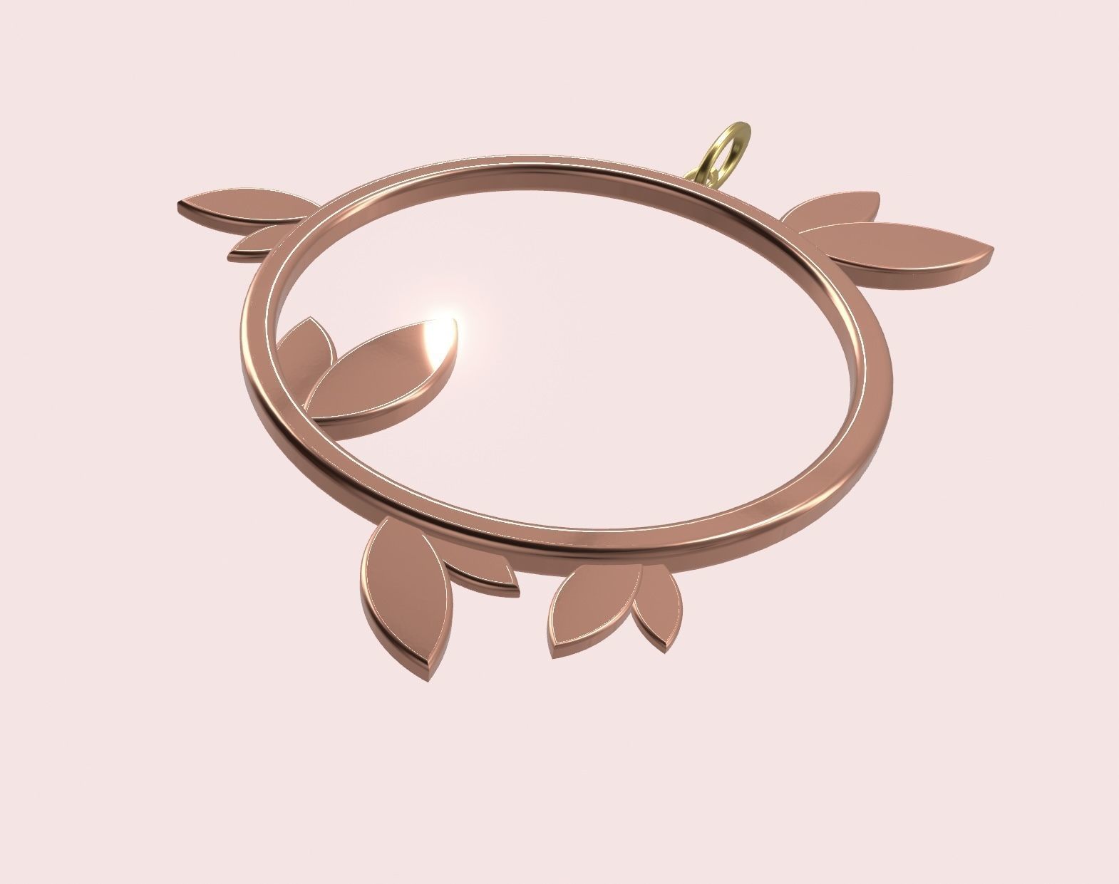 Round leaf pendant stl 3D print model_3