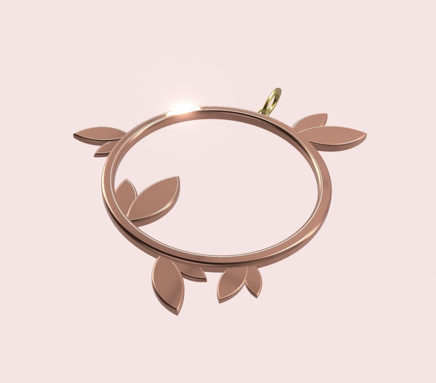 Round leaf pendant stl 3D print model_11