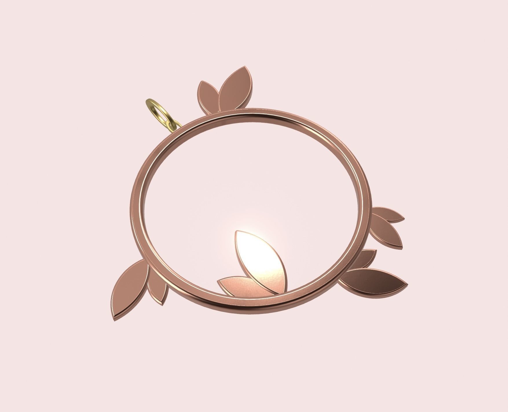 Round leaf pendant stl 3D print model_6