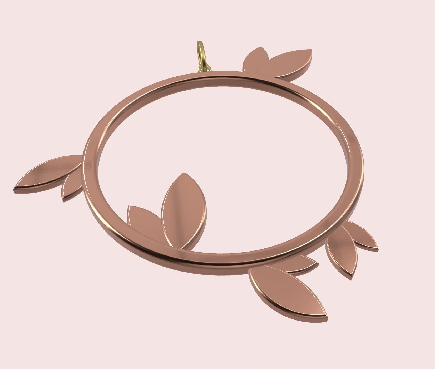 Round leaf pendant stl 3D print model_4