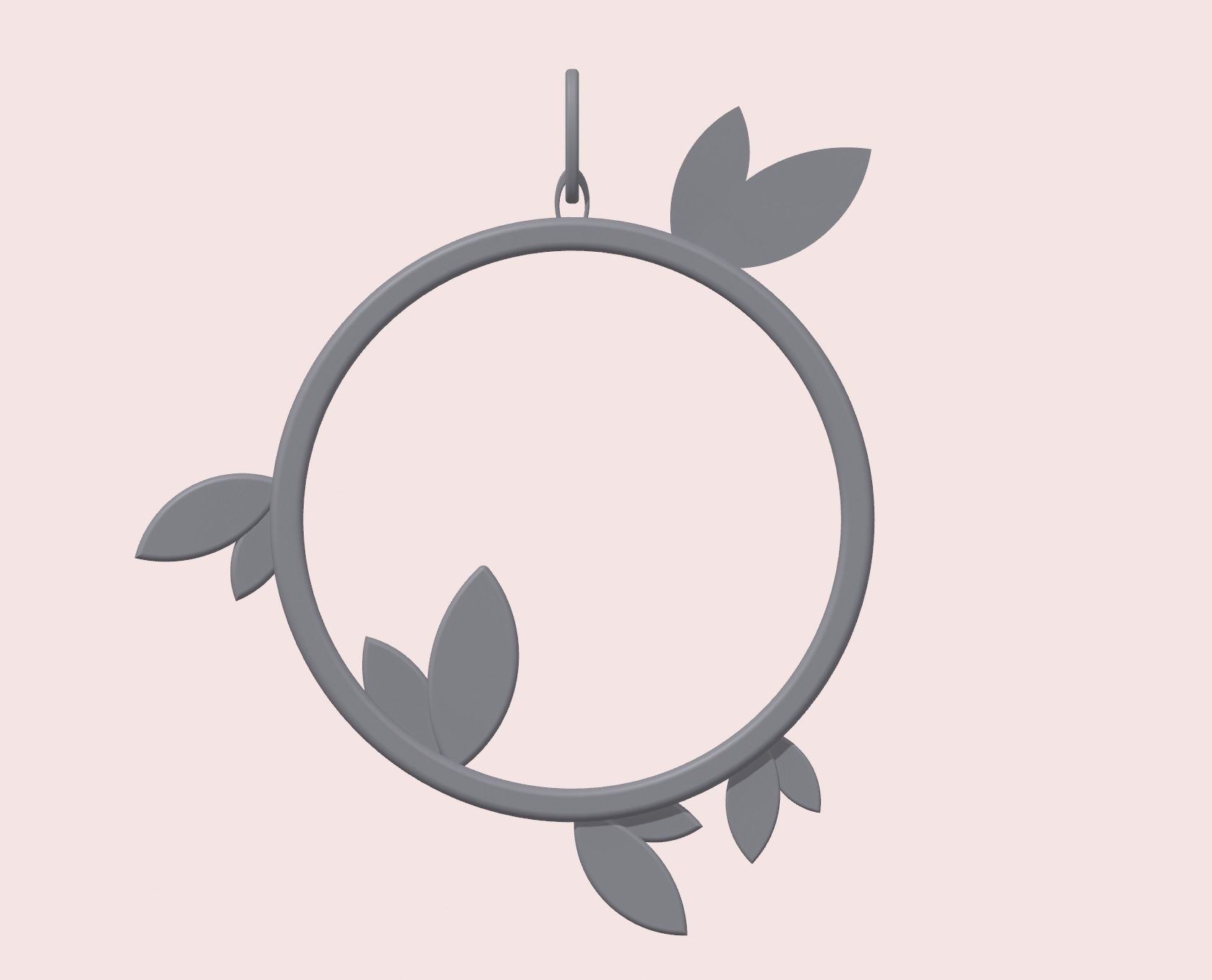 Round leaf pendant stl 3D print model_7