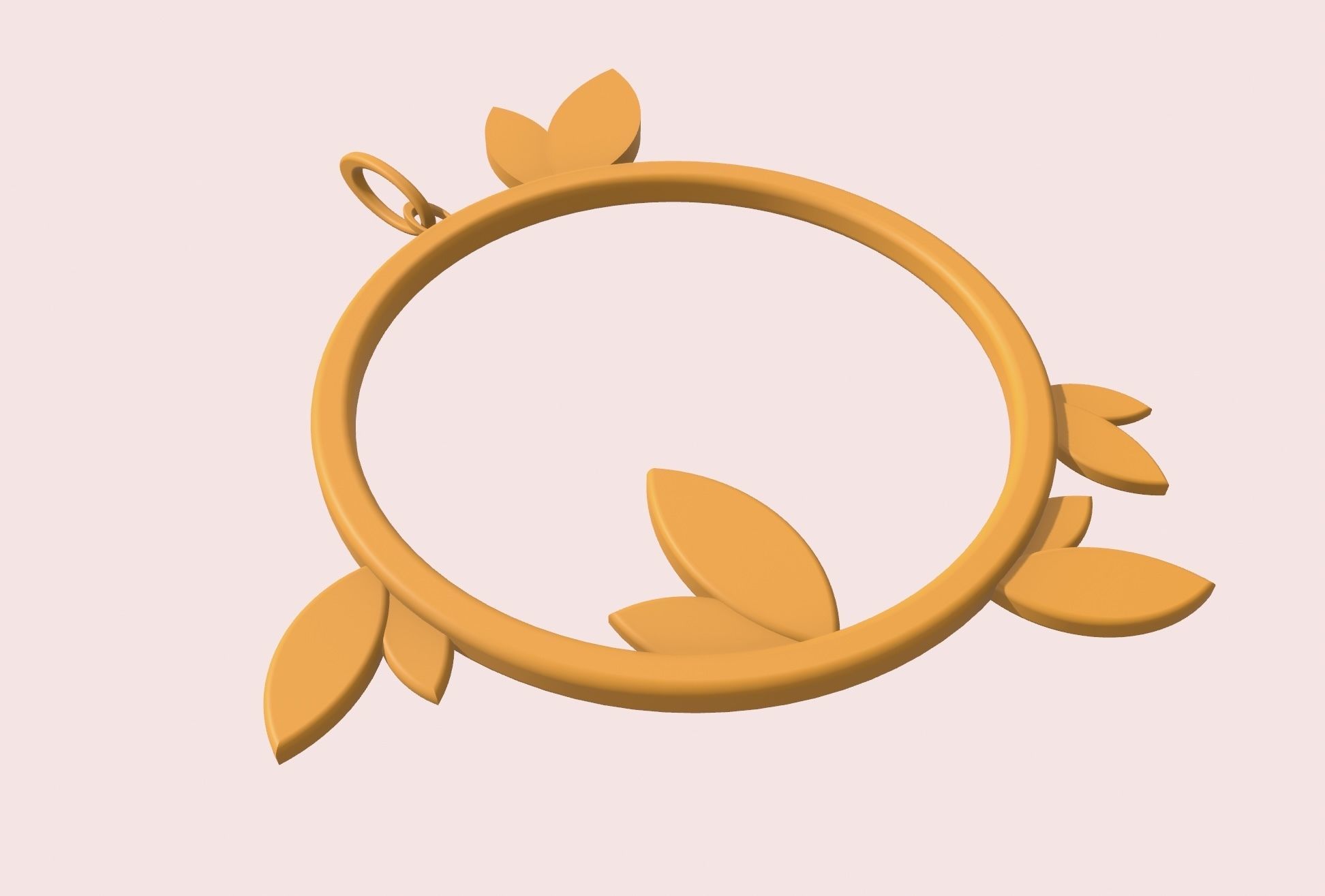 Round leaf pendant stl 3D print model_10