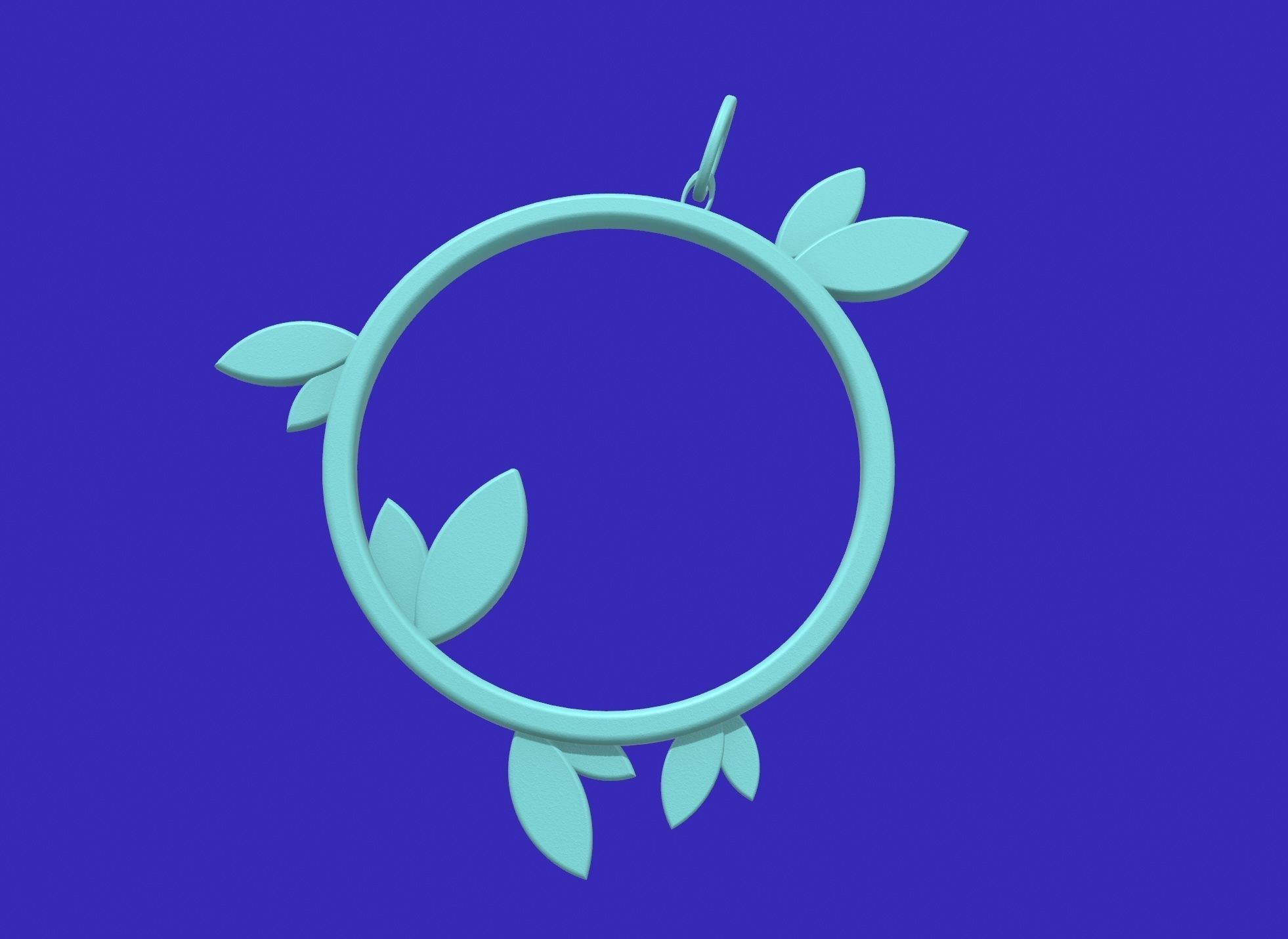Round leaf pendant stl 3D print model_2