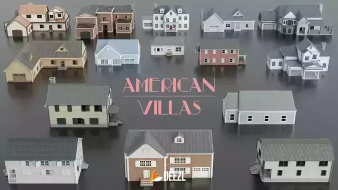 American Villas Pack Low-poly 3D model