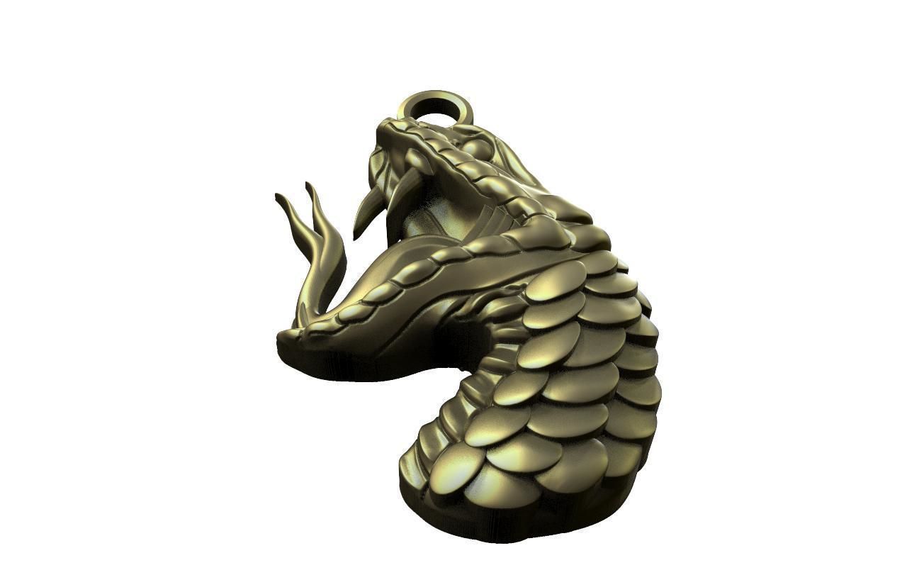 Snake pendant 3D print model_3
