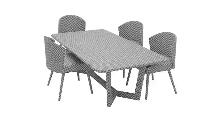 Marble top metal table with leather padded chairs