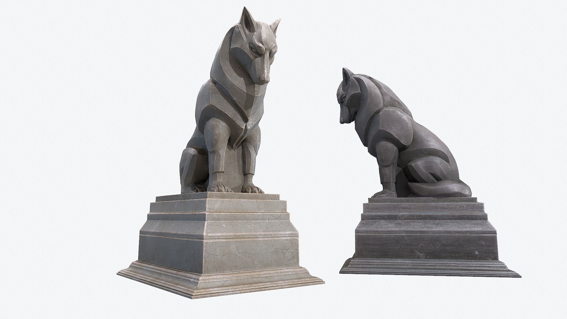 Wolf  Sculpture Low-poly 3D model_7