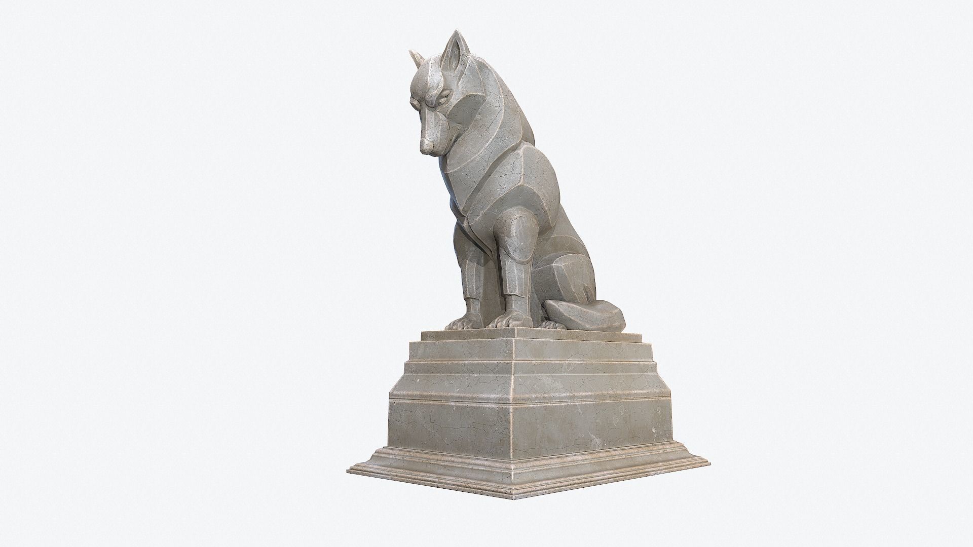 Wolf  Sculpture Low-poly 3D model_2