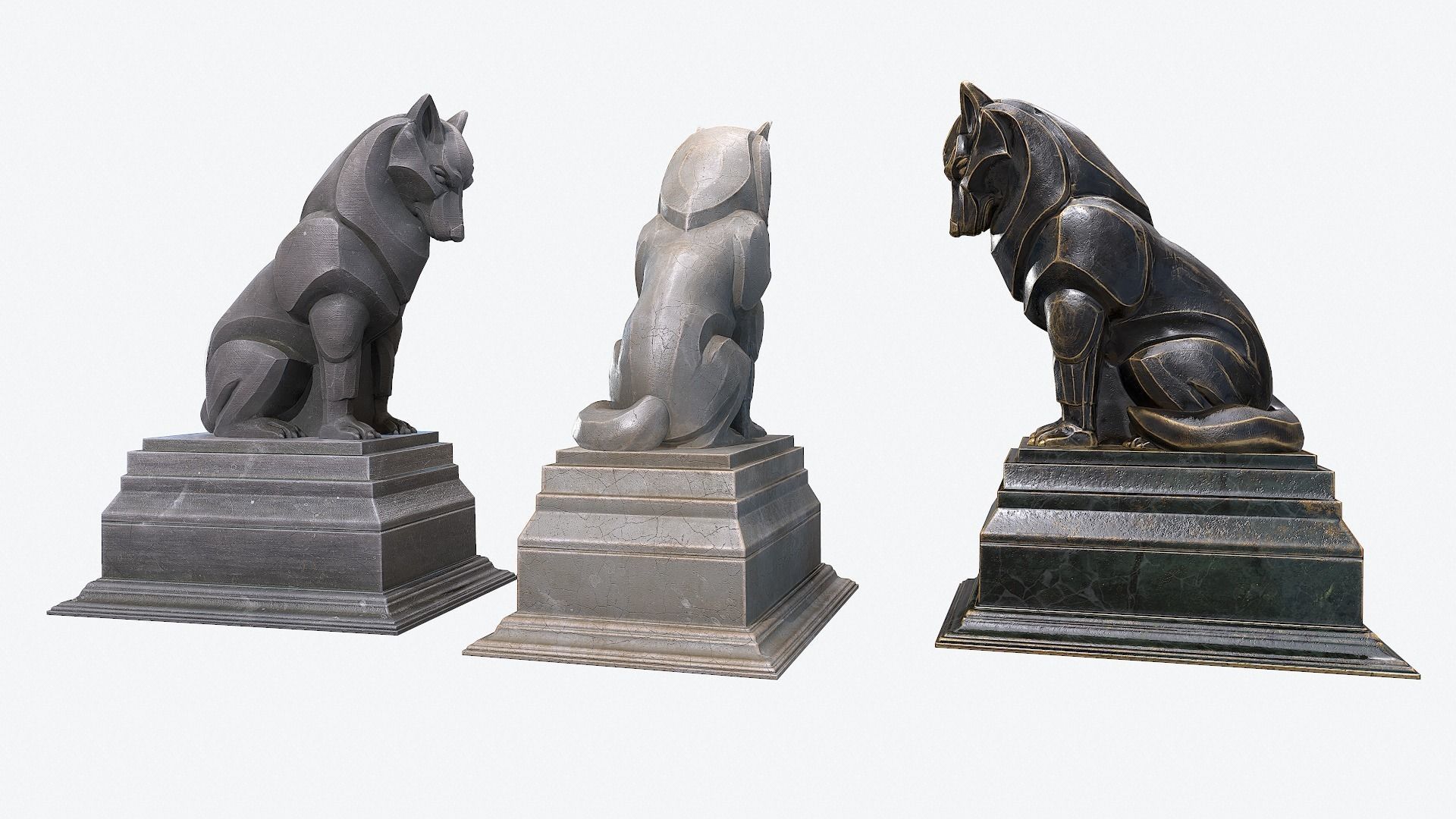 Wolf  Sculpture Low-poly 3D model_5