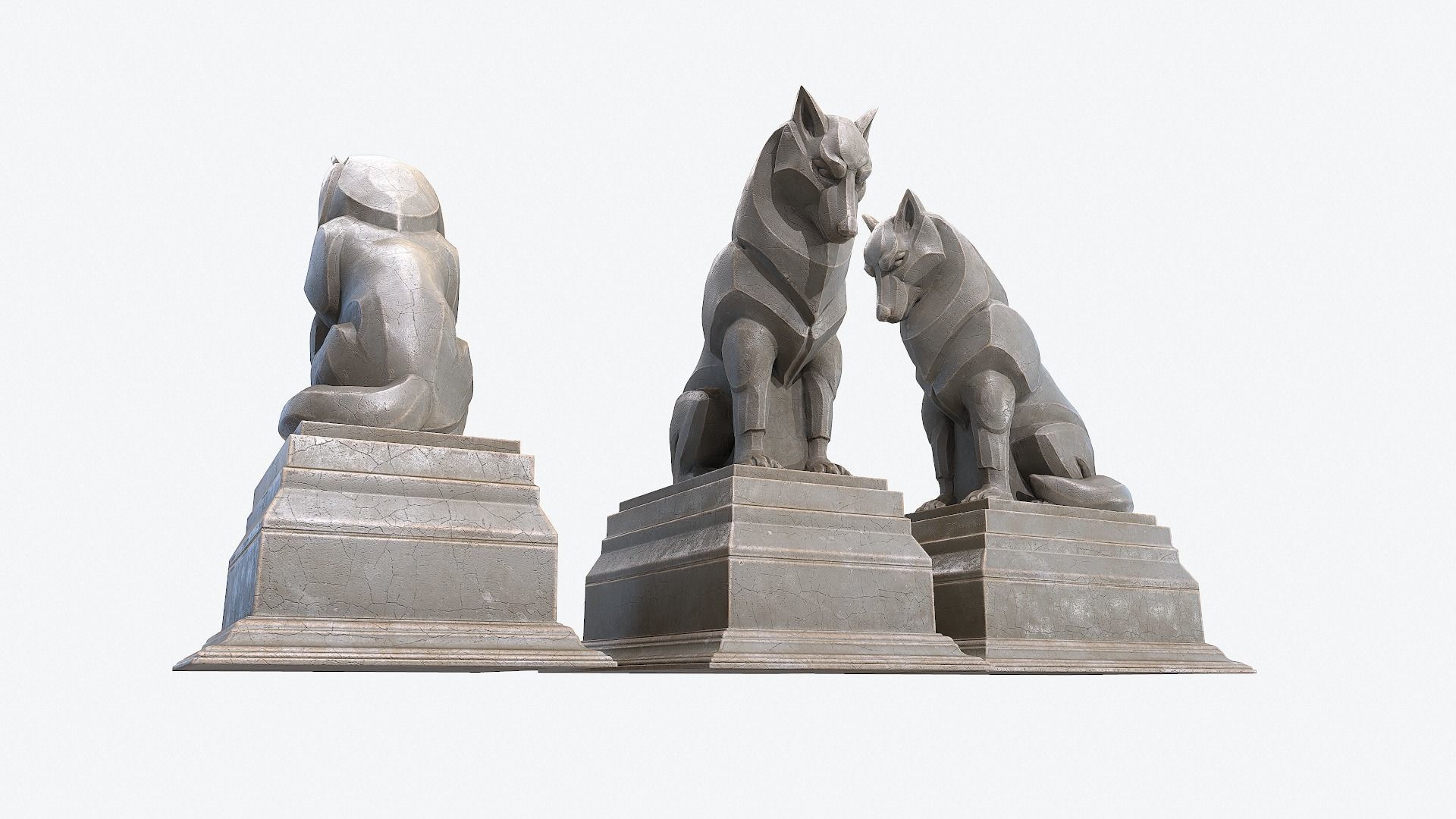 Wolf  Sculpture Low-poly 3D model_8