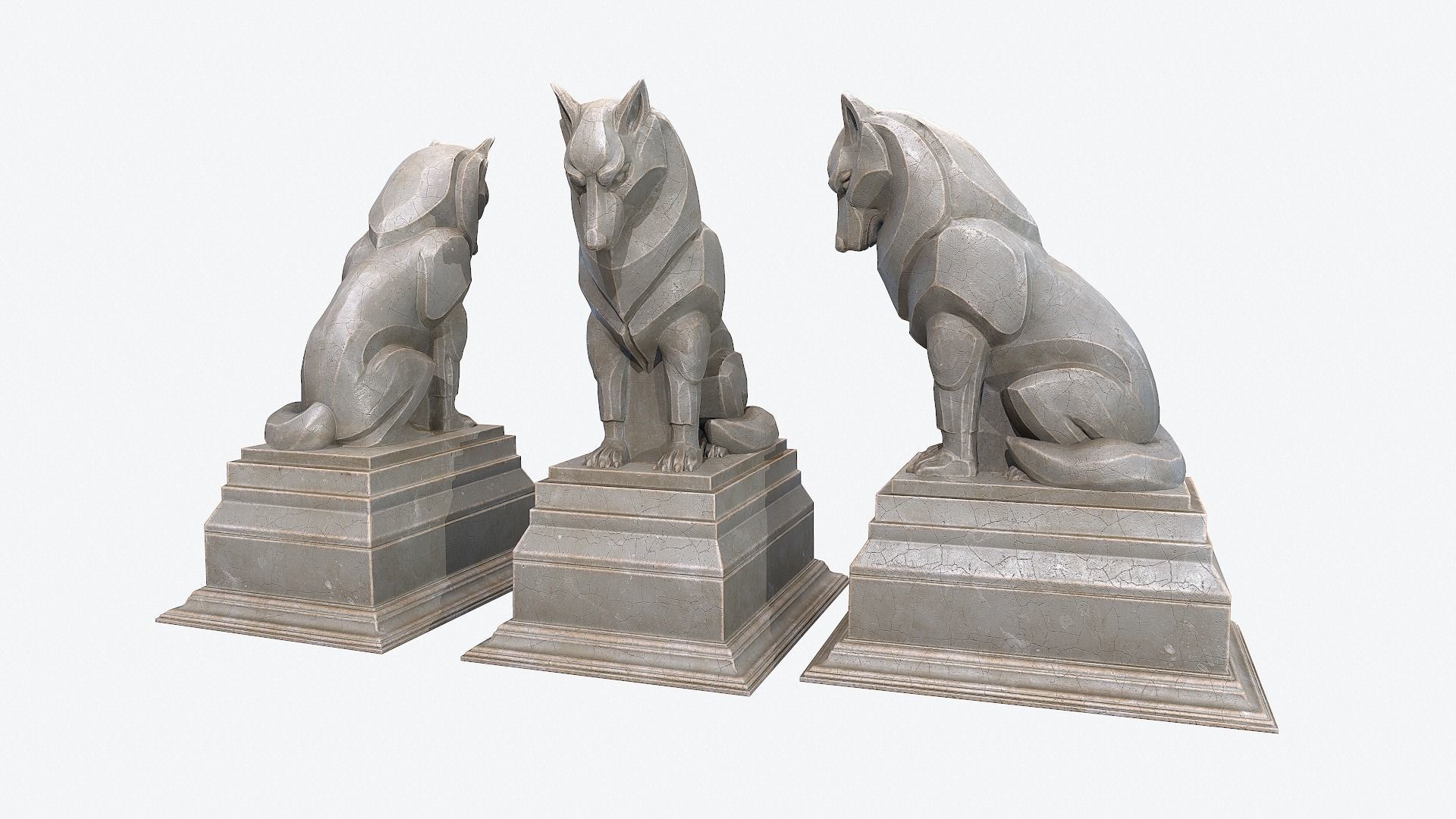 Wolf  Sculpture Low-poly 3D model_9