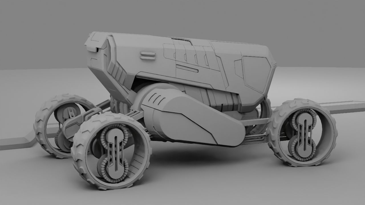 sci-fi planet explorer vehicle 3D model_5