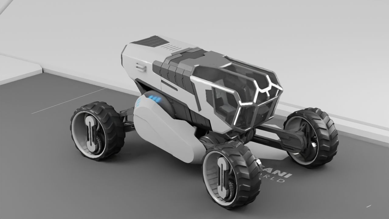 sci-fi planet explorer vehicle 3D model_2