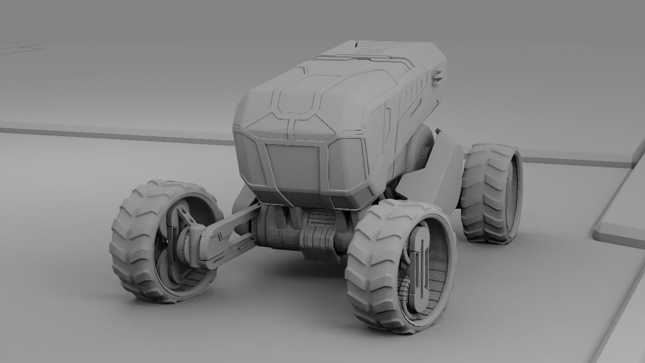 sci-fi planet explorer vehicle 3D model_7