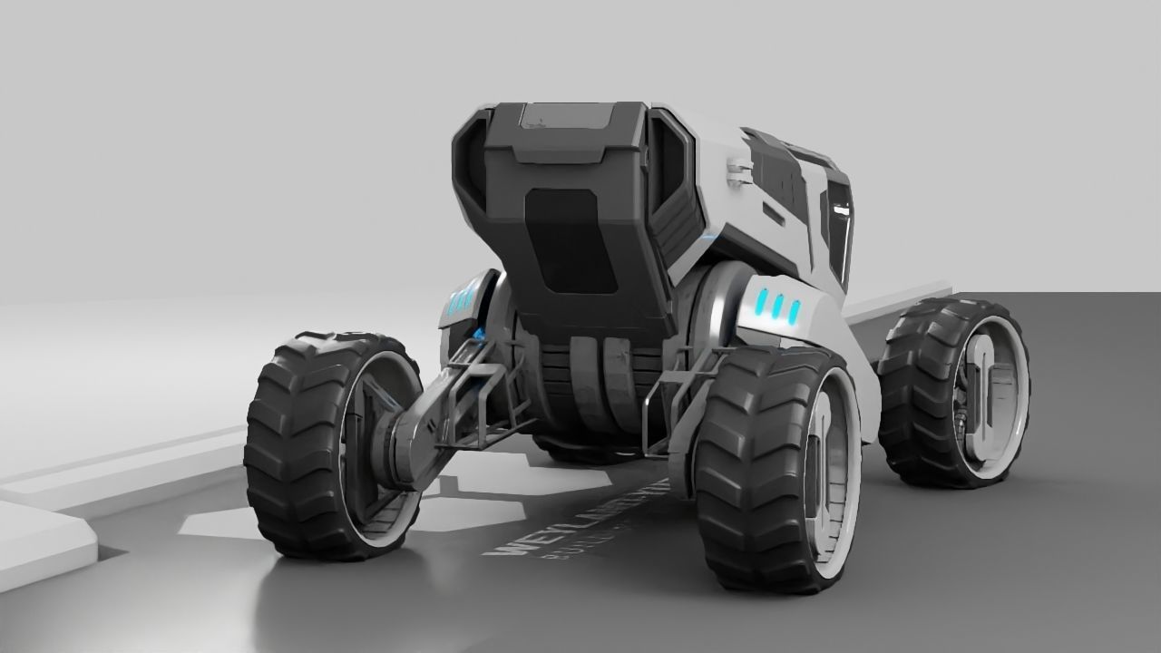 sci-fi planet explorer vehicle 3D model_4